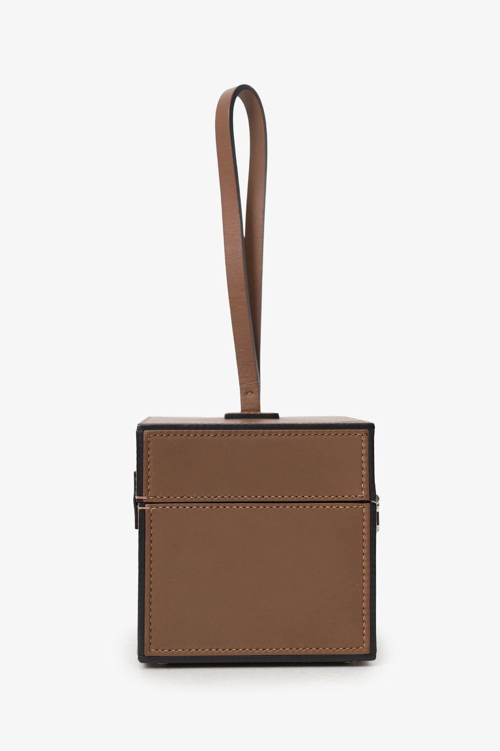 Moynat Brown Leather Mini Vanity Box Bag