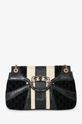 Gucci Black/White Lizard/Velvet Leather Dragon Head Shoulder Bag