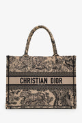 Christian Dior 2022 Beige/Black Canvas Toile de Jouy Medium Book Tote