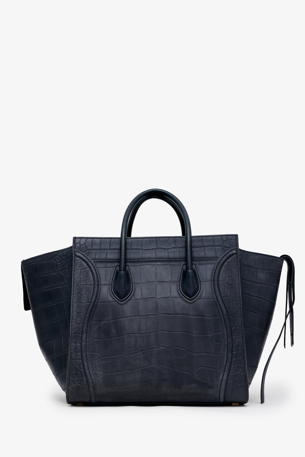 Celine Black Croc Embossed Leather Luggage Phantom Top Handle