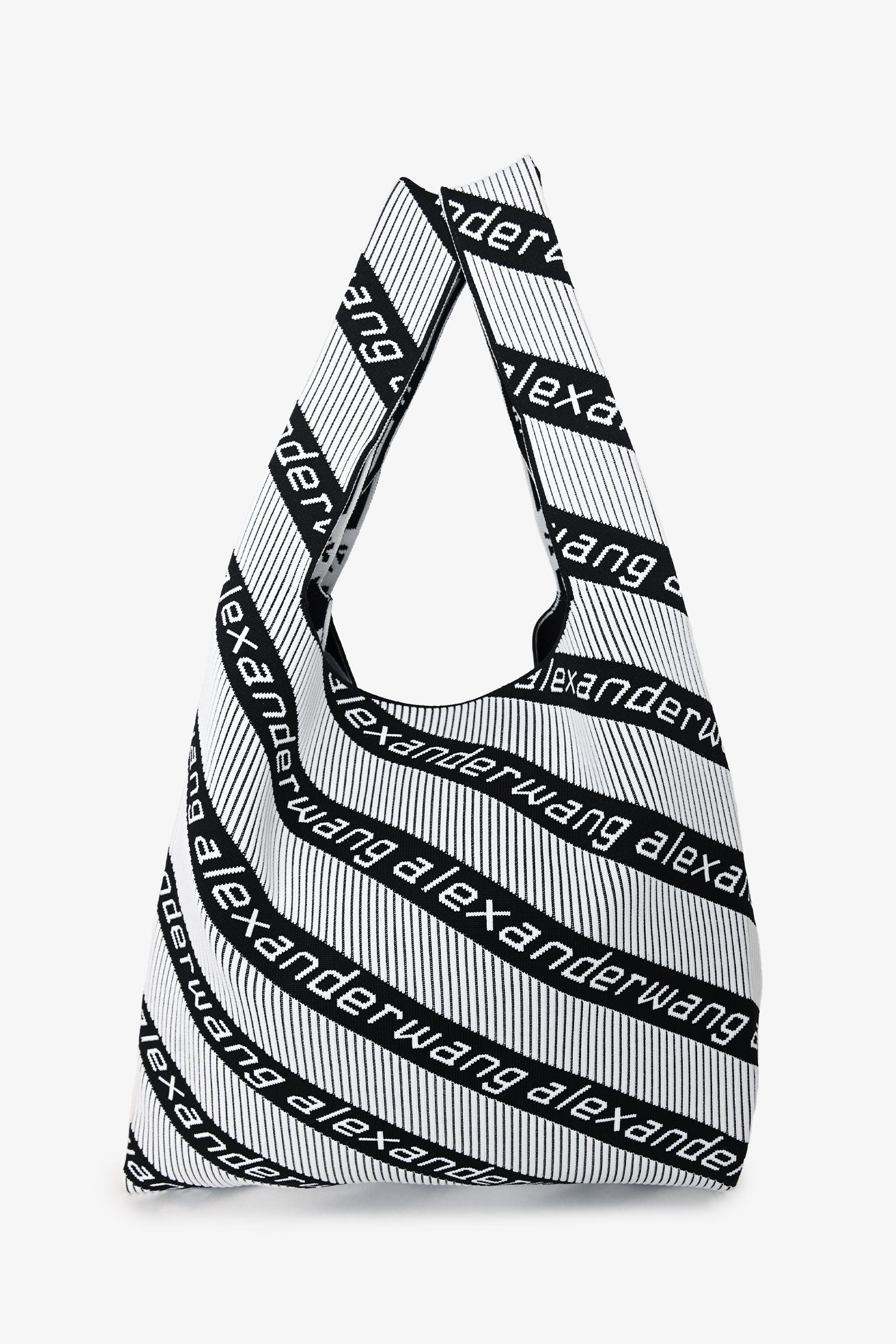 Alexander Wang White/Black Knit Jacquard Monogram Tote