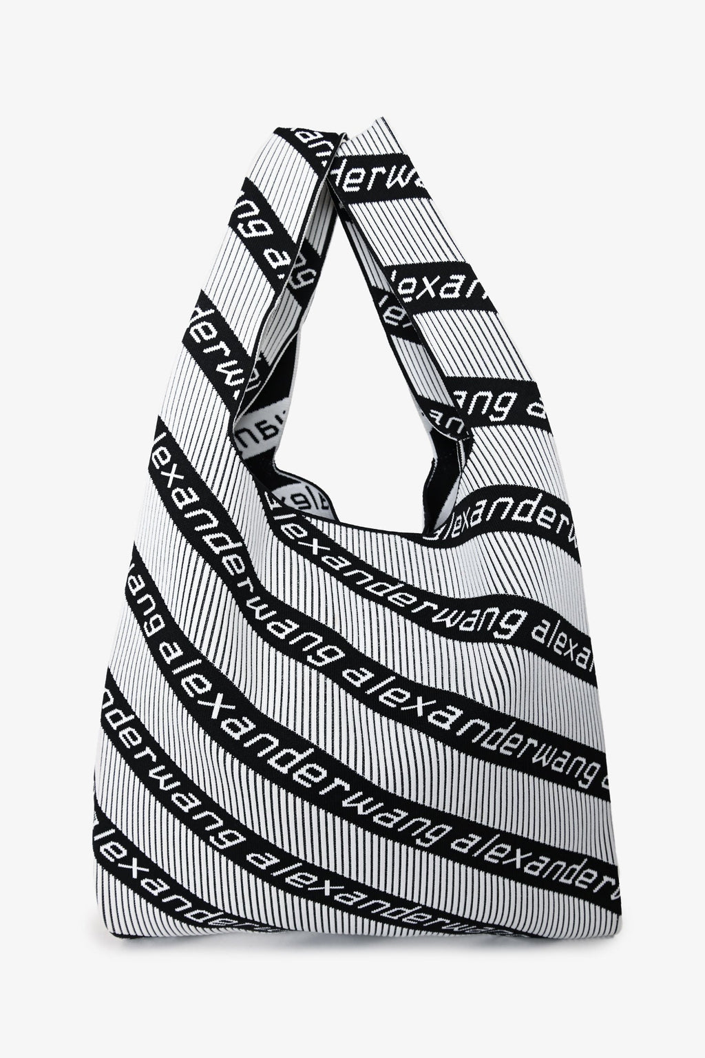 Alexander Wang White/Black Knit Jacquard Monogram Tote