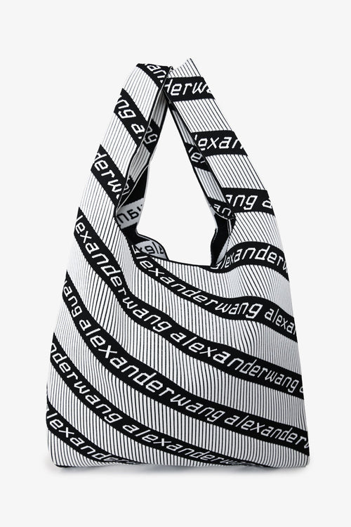 Alexander Wang White/Black Knit Jacquard Monogram Tote