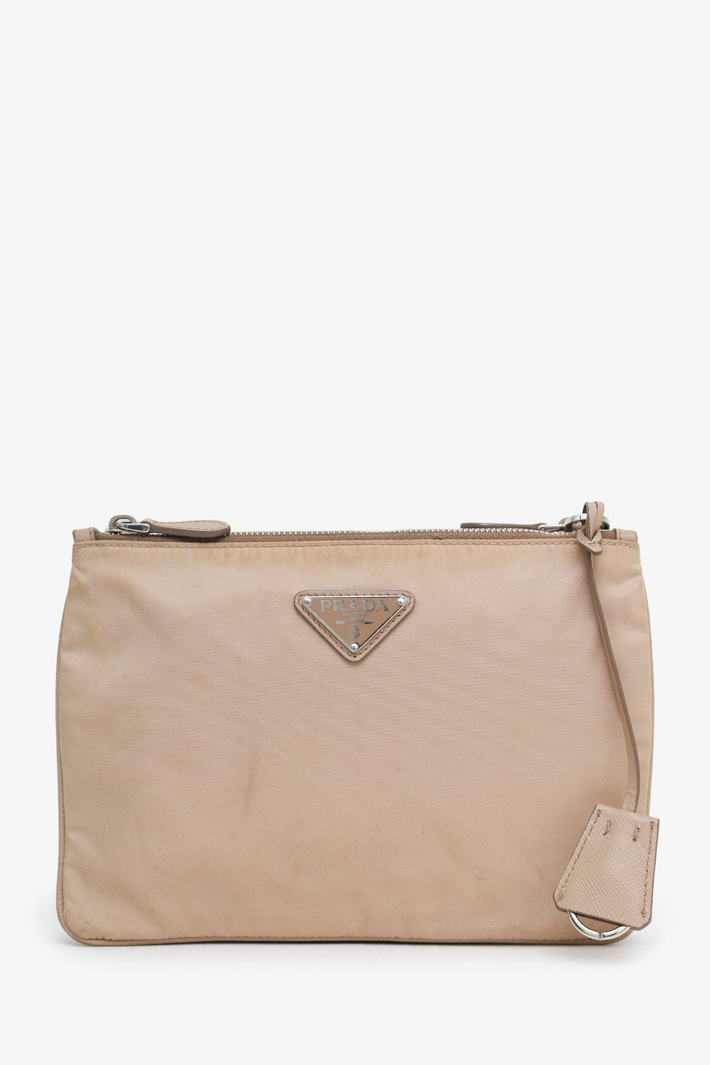 Prada Beige Re-Nylon Saffiano Re-Edition 2000 Double Zip Crossbody Bag