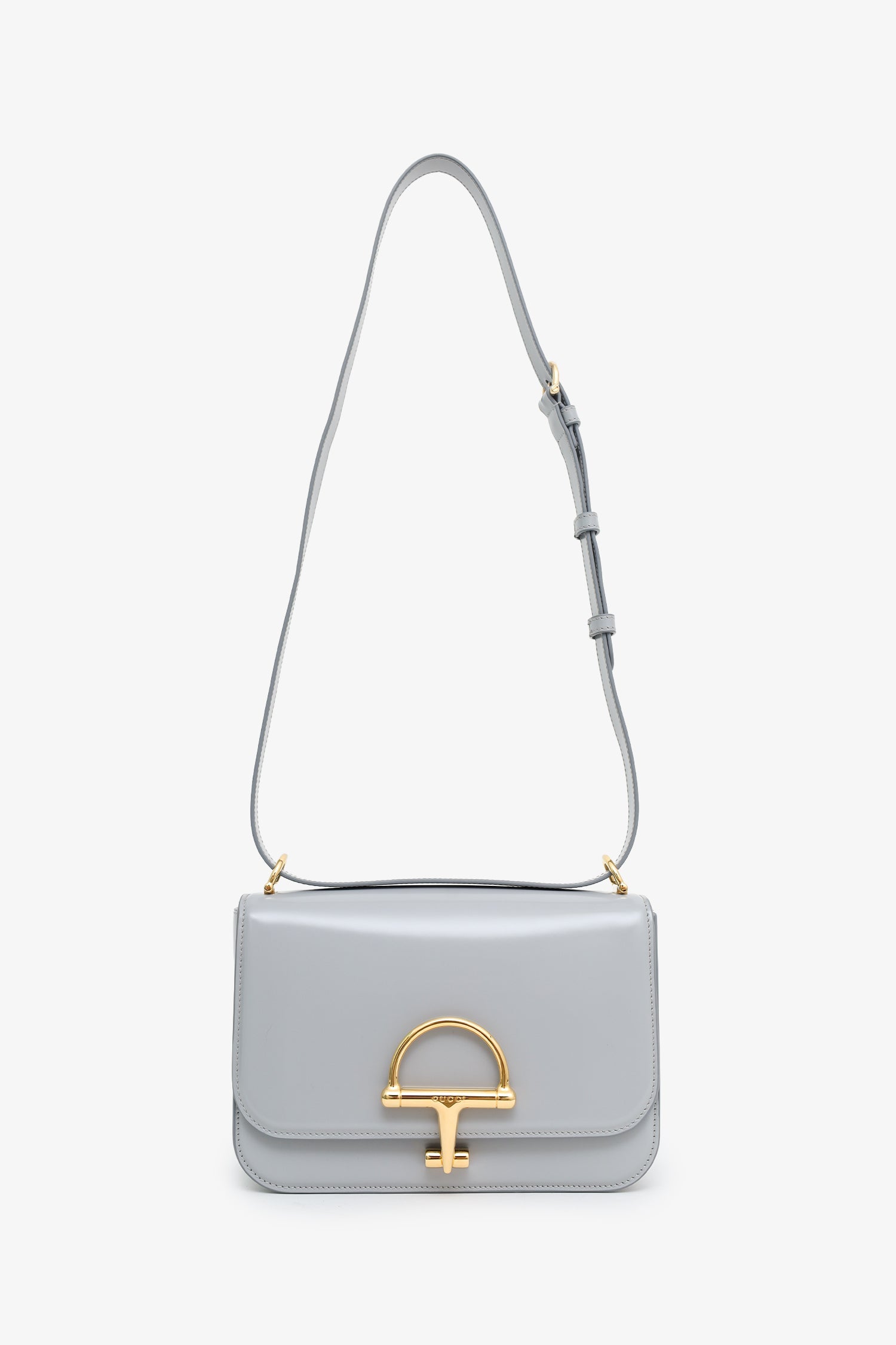 Gucci Grey Calfskin Horsebit Siena Small Shoulder Bag