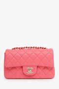 Pre-Loved Chanel™ 2020-21 Pink Lambskin Mini Rectangular Flap Bag
