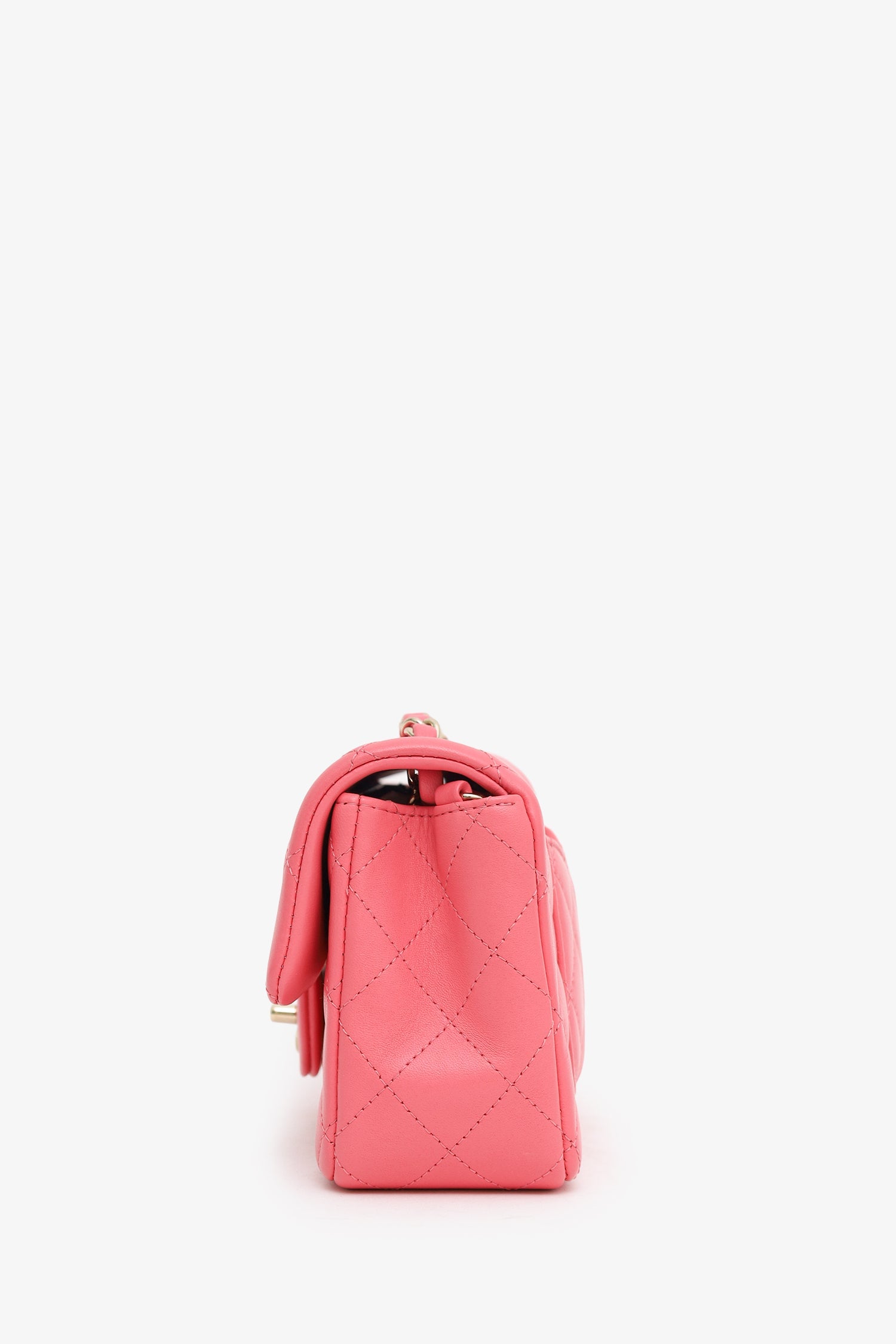 Pre-Loved Chanel™ 2020-21 Pink Lambskin Mini Rectangular Flap Bag
