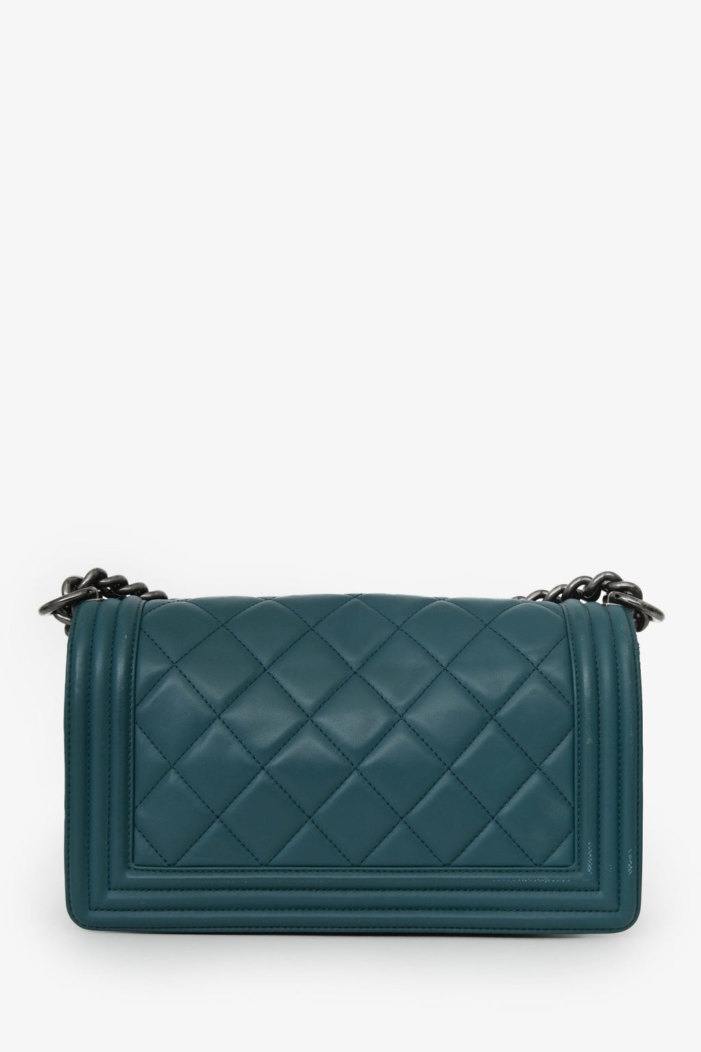Pre-Loved Chanel™ 2014 Green Lambskin Old Medium Boy Bag