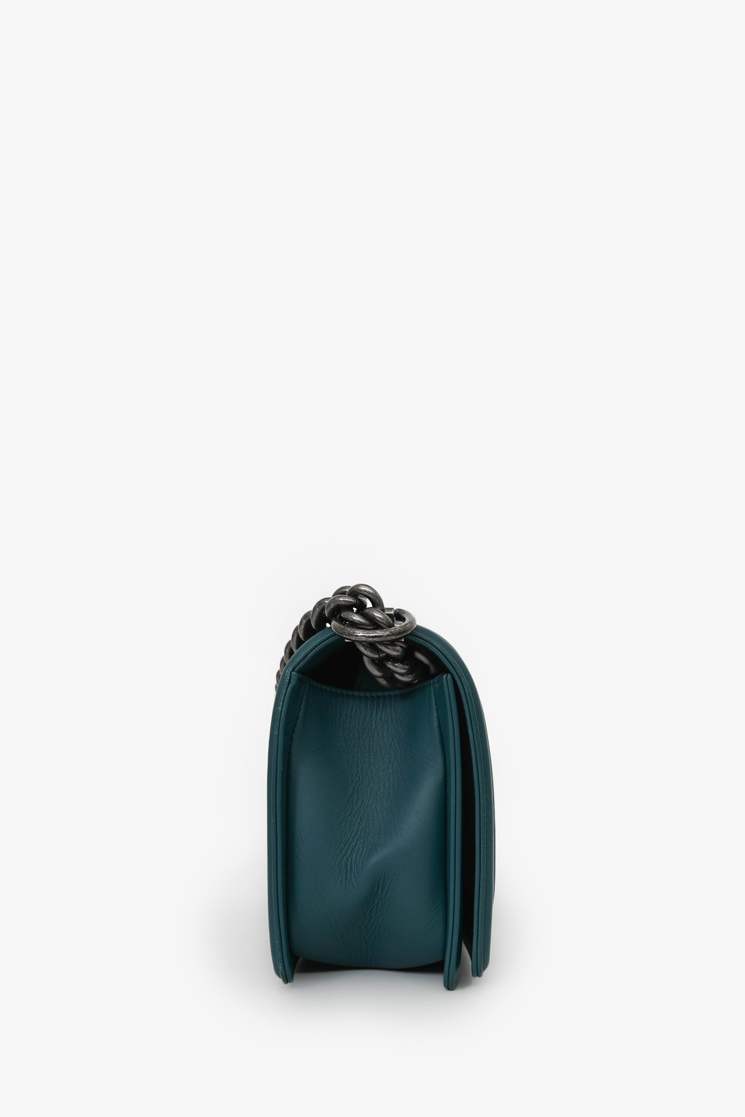 Pre-Loved Chanel™ 2014 Green Lambskin Old Medium Boy Bag