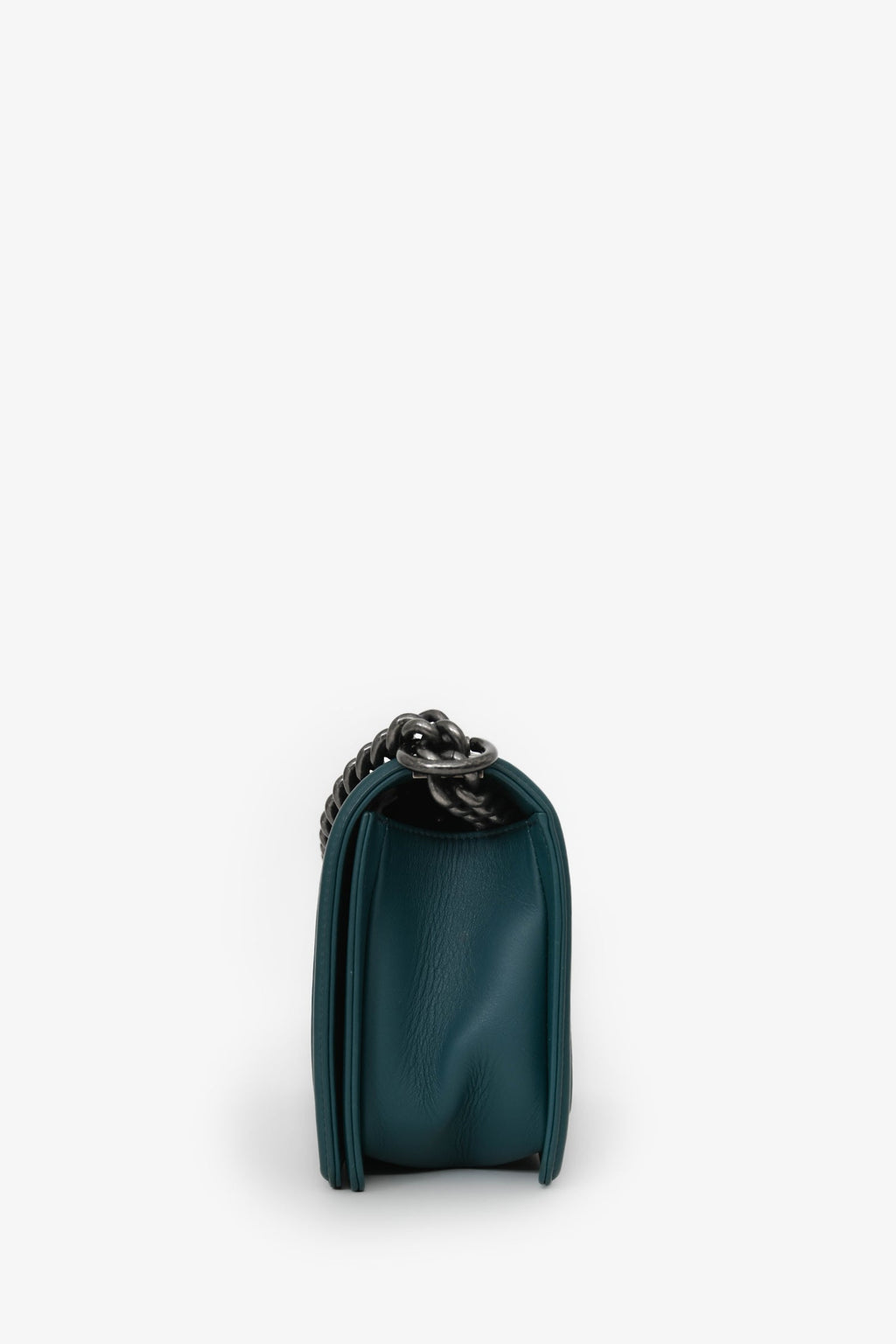 Pre-Loved Chanel™ 2014 Green Lambskin Old Medium Boy Bag