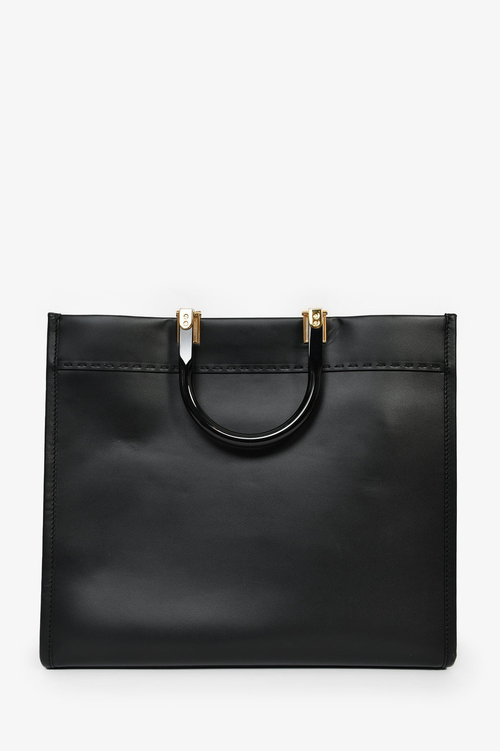 Fendi x Versace Black Leather 'Fendace Sunshine Shopper' Tote