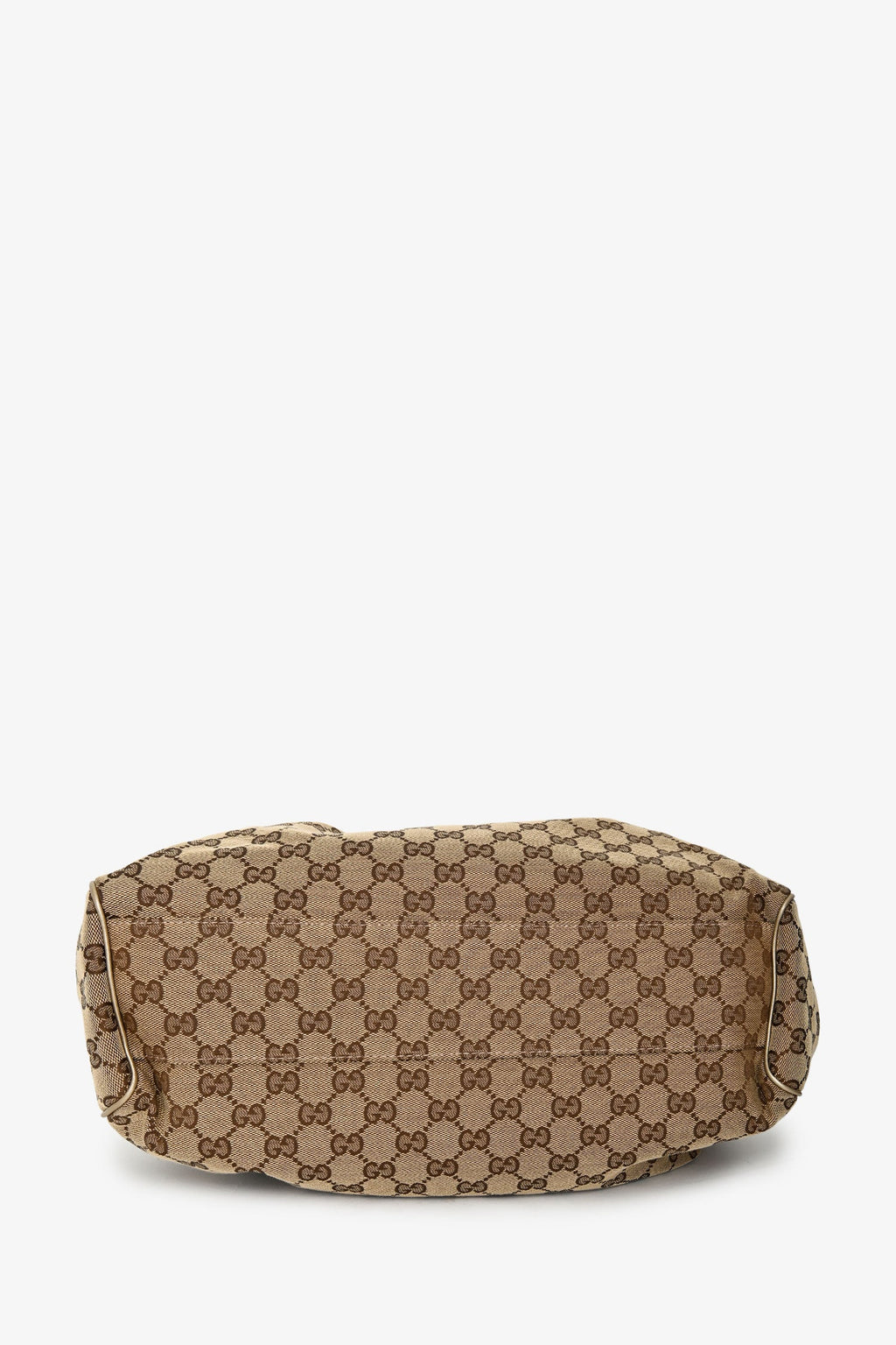 Gucci Beige/Gold Leather Trim GG Canvas Medium Sukey Tote Bag