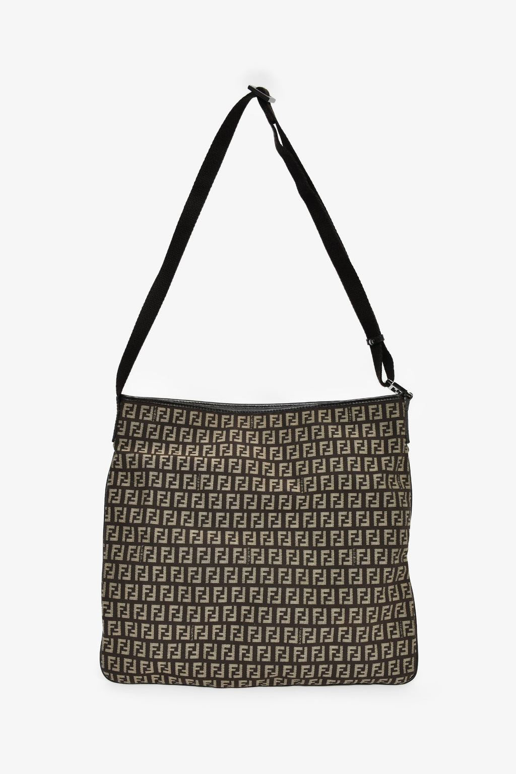 Fendi Brown Zucchino Canvas Large One Shoulder Bag