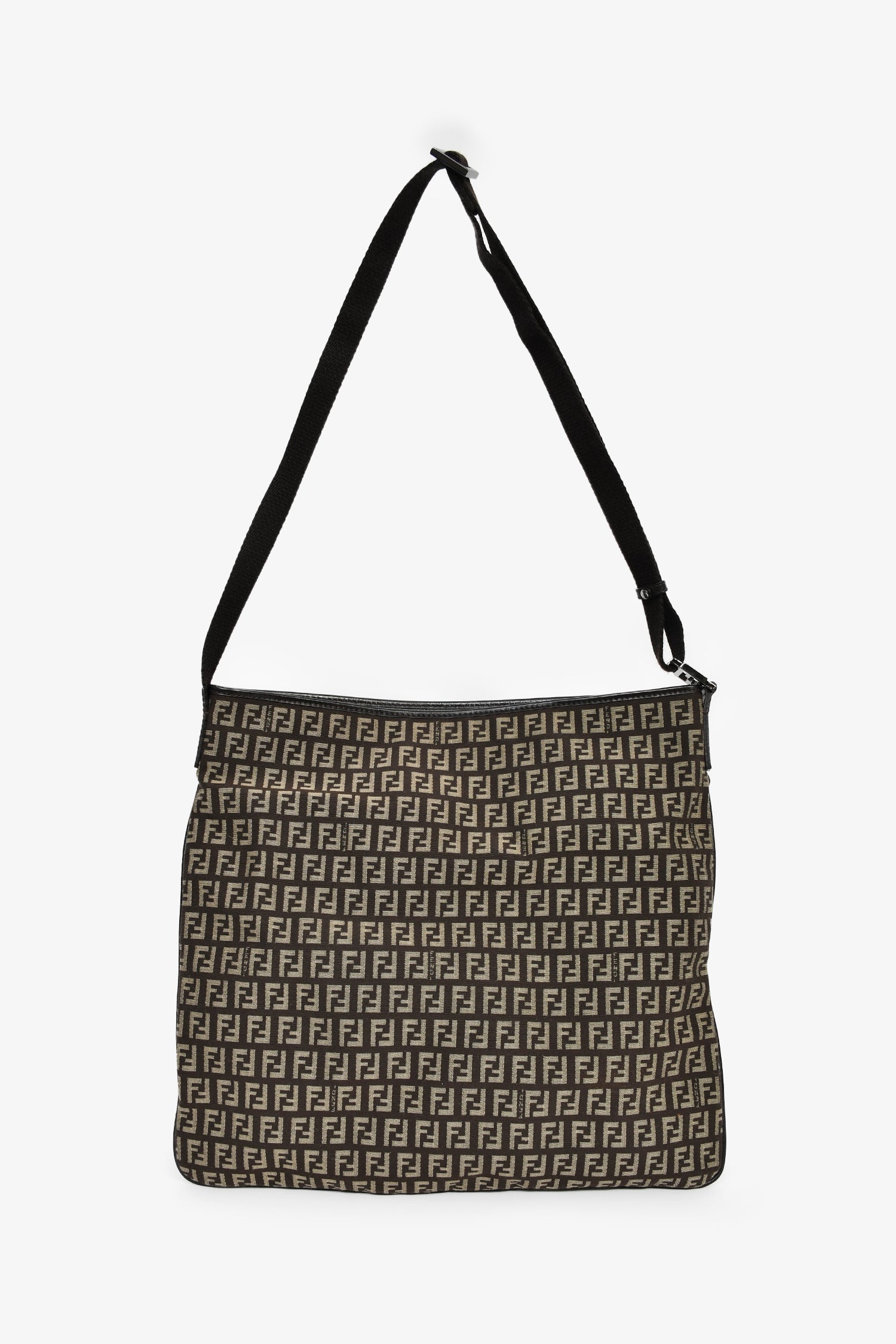 Fendi Brown Zucchino Canvas Large One Shoulder Bag
