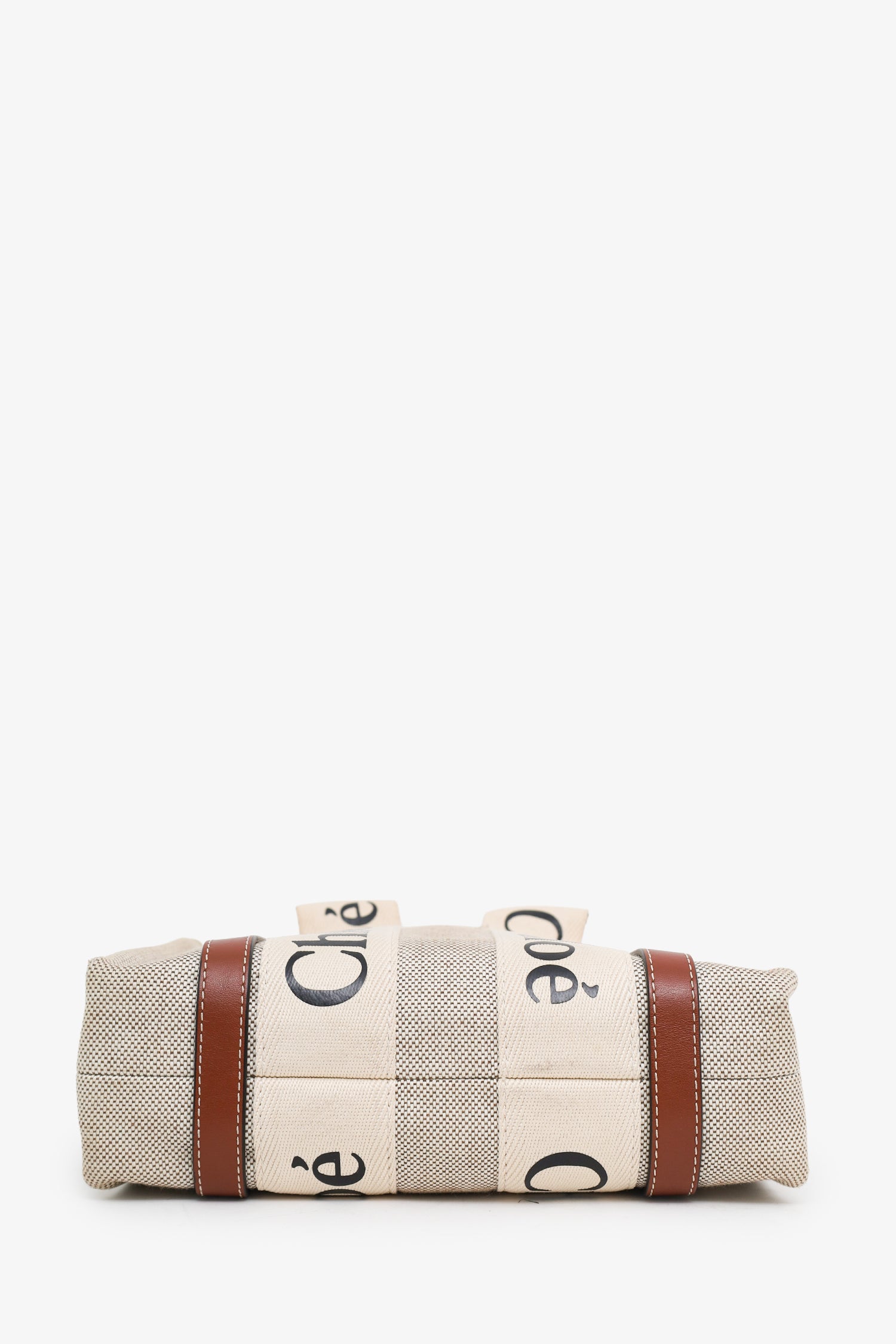 Chloé Beige/Brown Canvas Small Woody Tote Bag