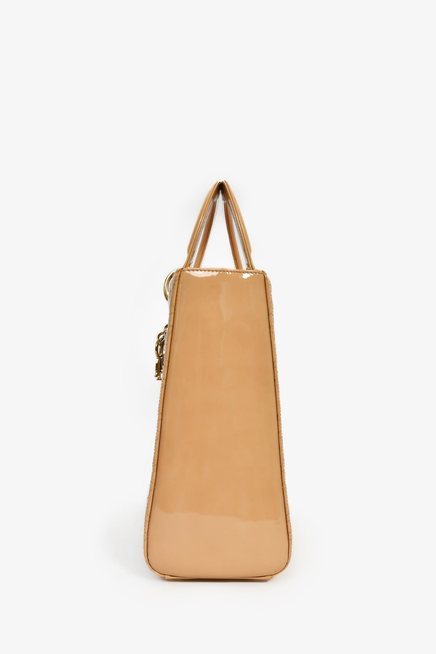 Christian Dior 2011 Beige Patent Cannage Leather Large Lady Dior with Strap