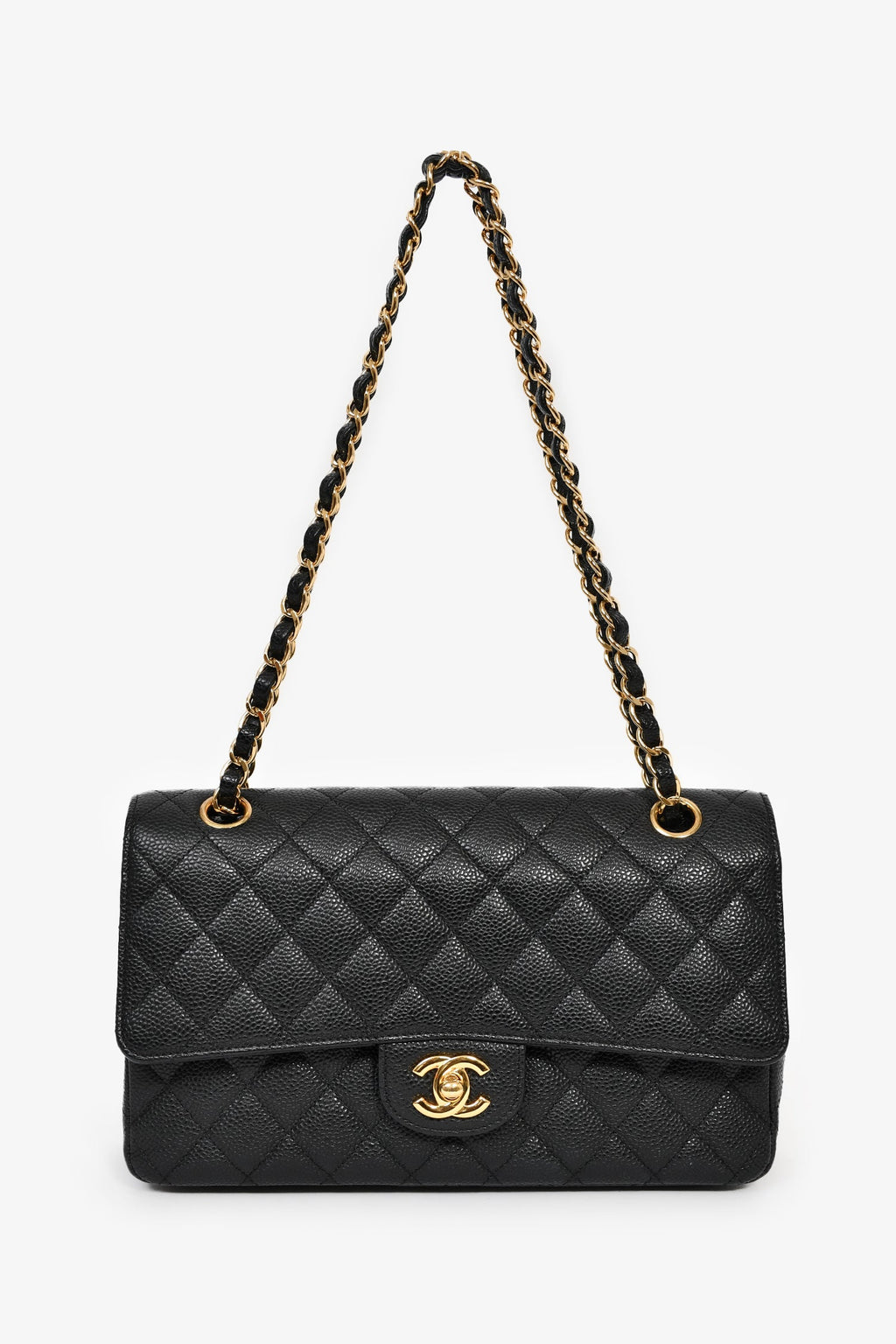 Pre-Loved Chanel™ 2012 Black Quilted Caviar Leather Medium Classic Double Flap