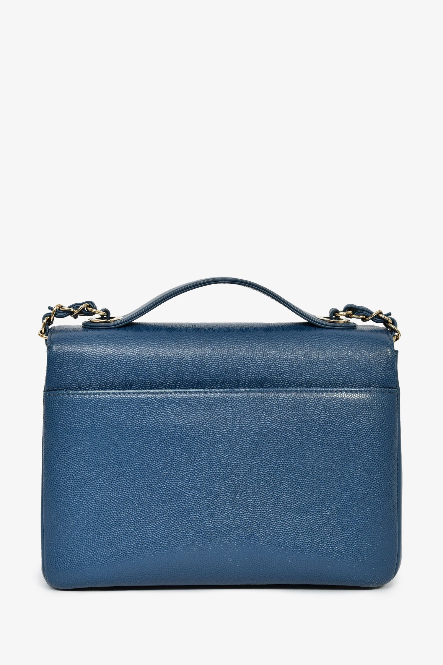 Pre-Loved Chanel™ 2018 Blue Caviar Leather Business Affinity Top Handle Bag