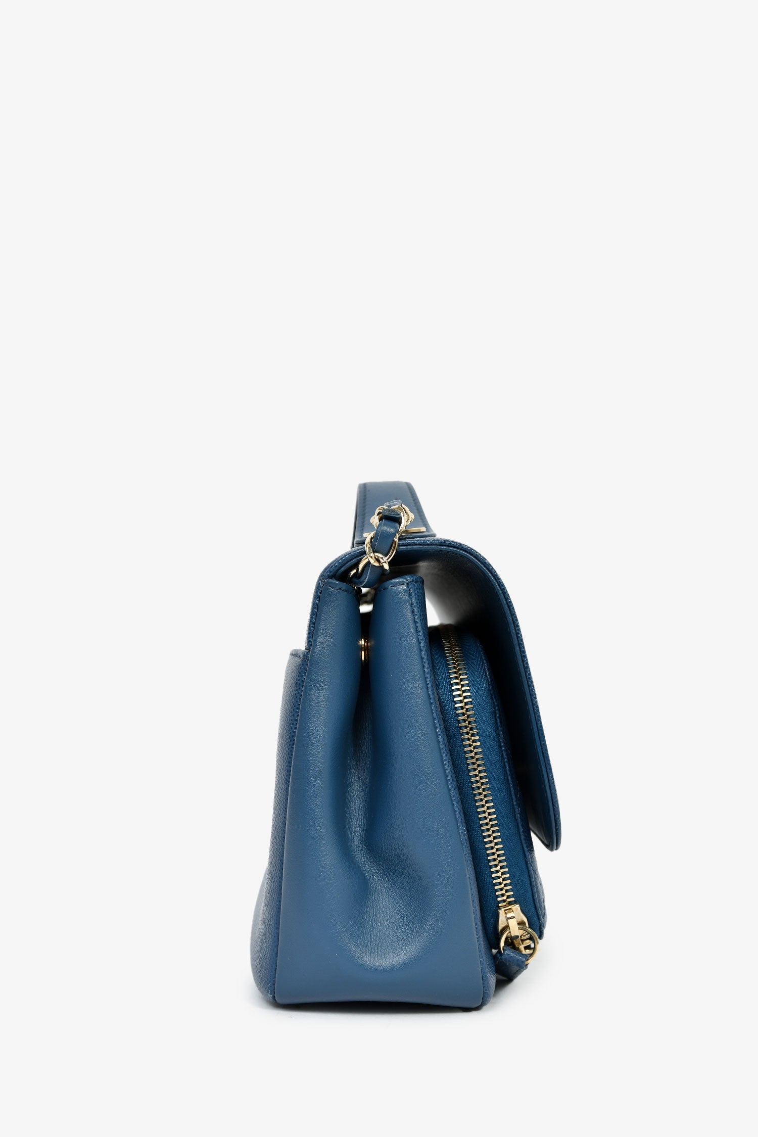 Pre-Loved Chanel™ 2018 Blue Caviar Leather Business Affinity Top Handle Bag