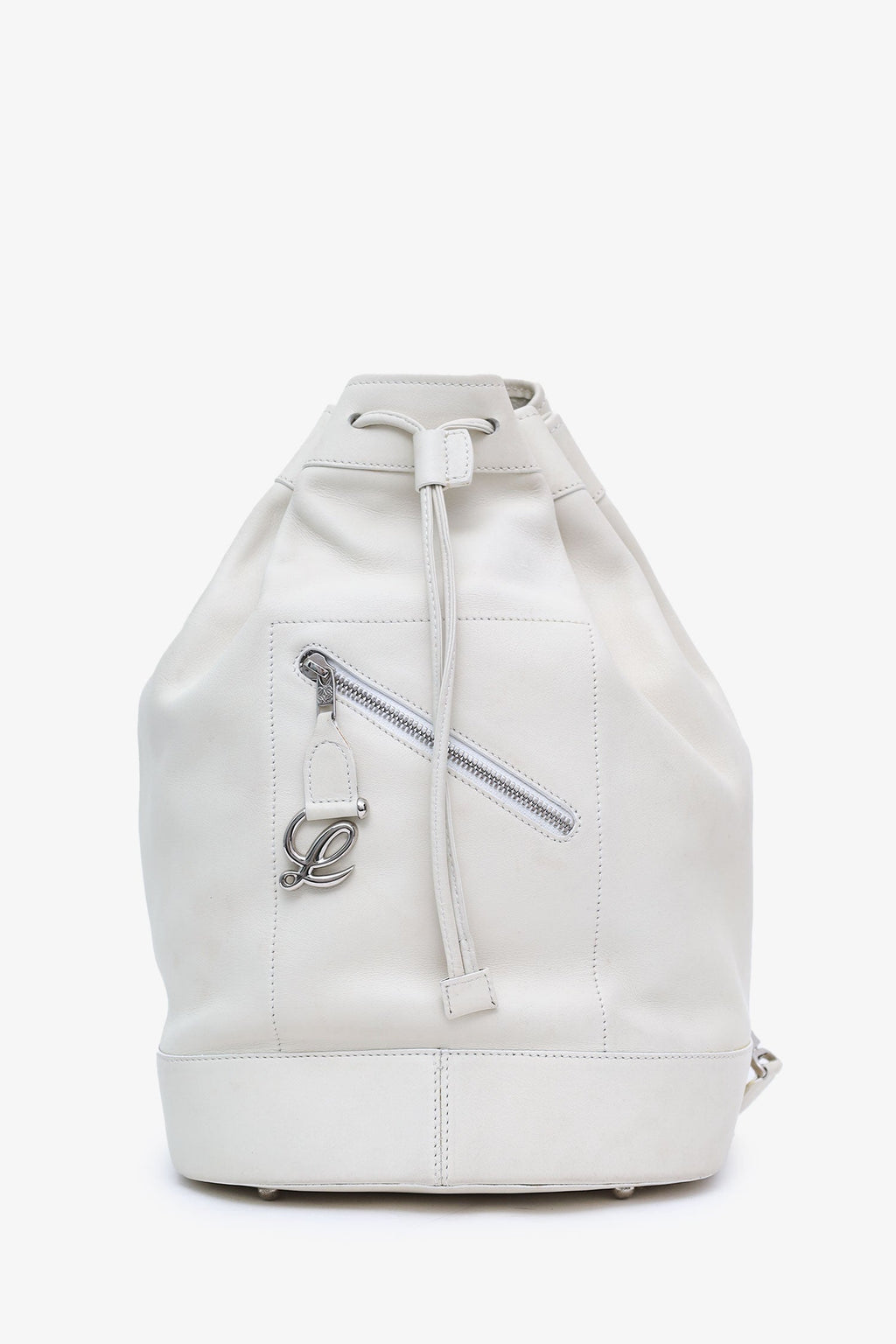 Loewe White Leather 'Anton' Backpack With Pouch