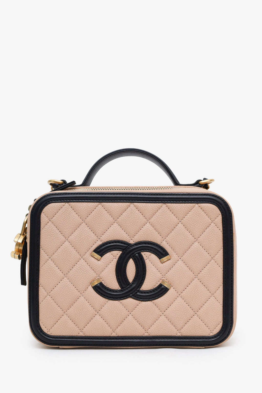 Pre-Loved Chanel™ 2018-19 Caviar Medium Filigree Vanity Case Bag