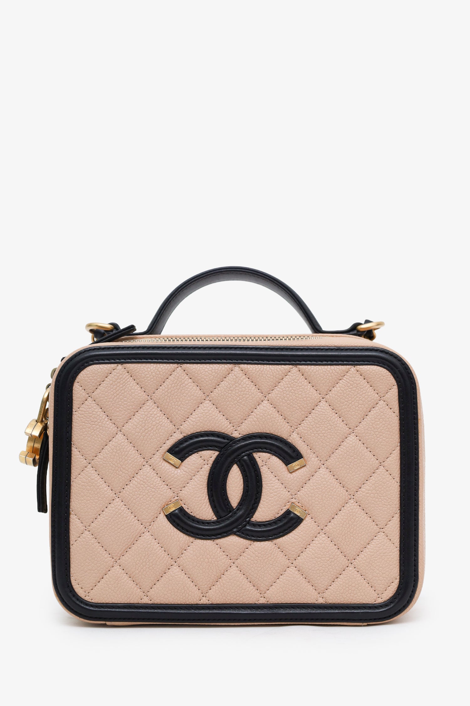 Pre-Loved Chanel™ 2018-19 Caviar Medium Filigree Vanity Case Bag