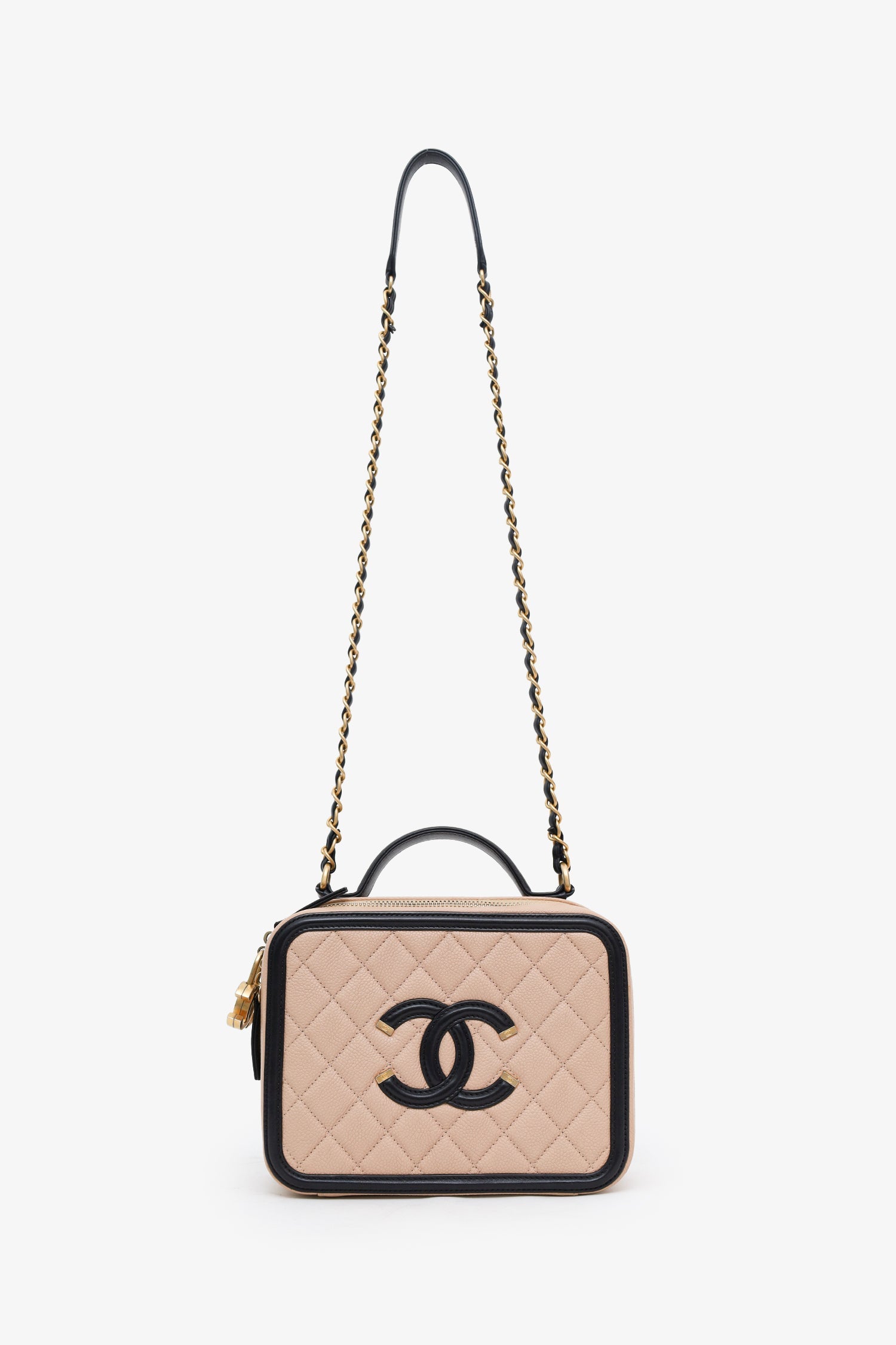 Pre-Loved Chanel™ 2018-19 Caviar Medium Filigree Vanity Case Bag