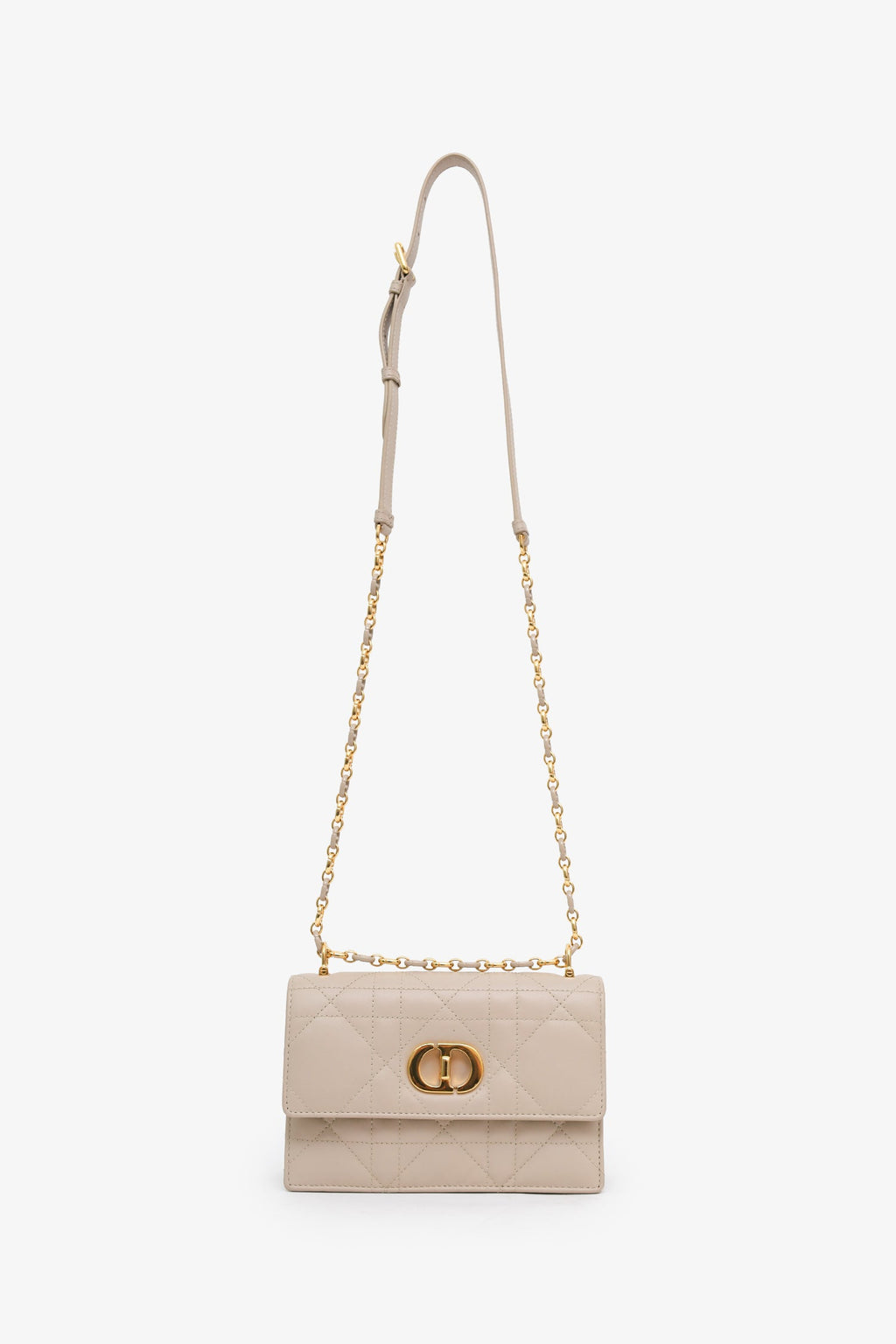 Christian Dior 2023 Beige Lambskin Macrocannage Mini Miss Caro Bag
