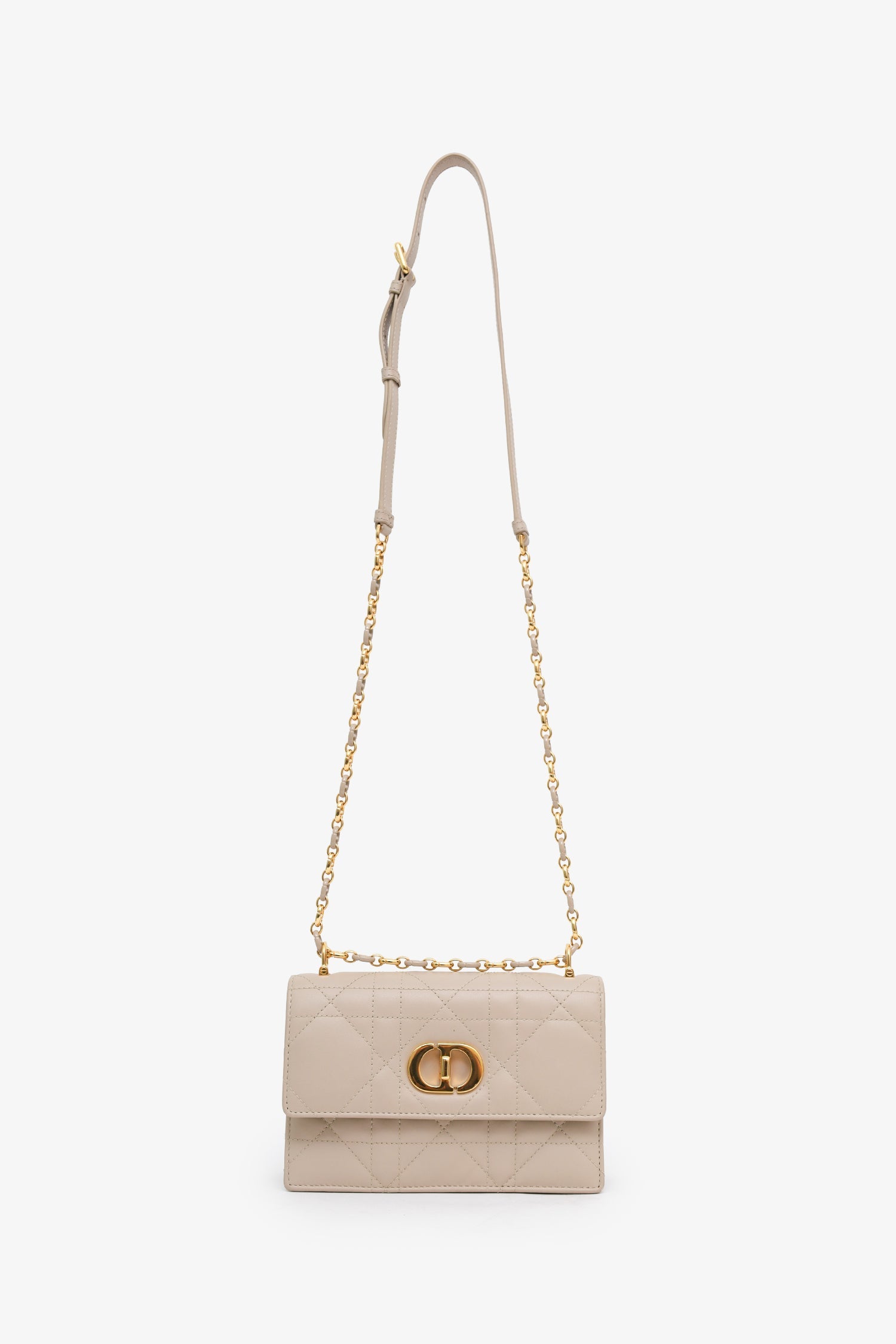 Christian Dior 2023 Beige Lambskin Macrocannage Mini Miss Caro Bag
