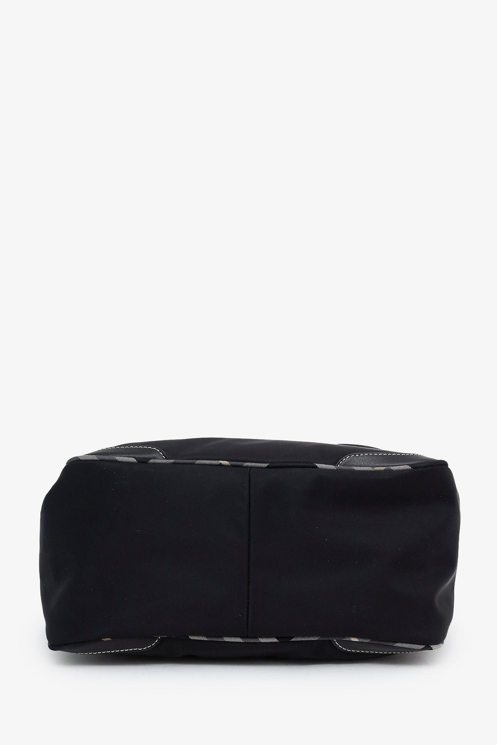 Burberry Black Nylon Leather Trimmed Top Handle Bag