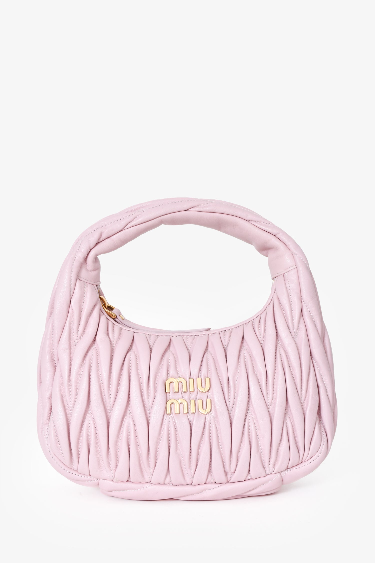 Miu Miu Powder Pink Nappa Matelasse Small Wander Hobo