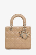 Christian Dior 2024 Beige Cannage Lambskin Small Lady Dior With Strap