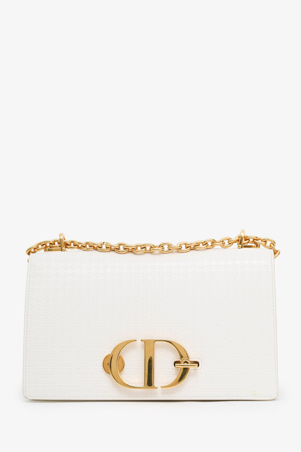 Christian Dior 2020 White Micro Cannage 30 Montaigne Chain Shoulder Bag