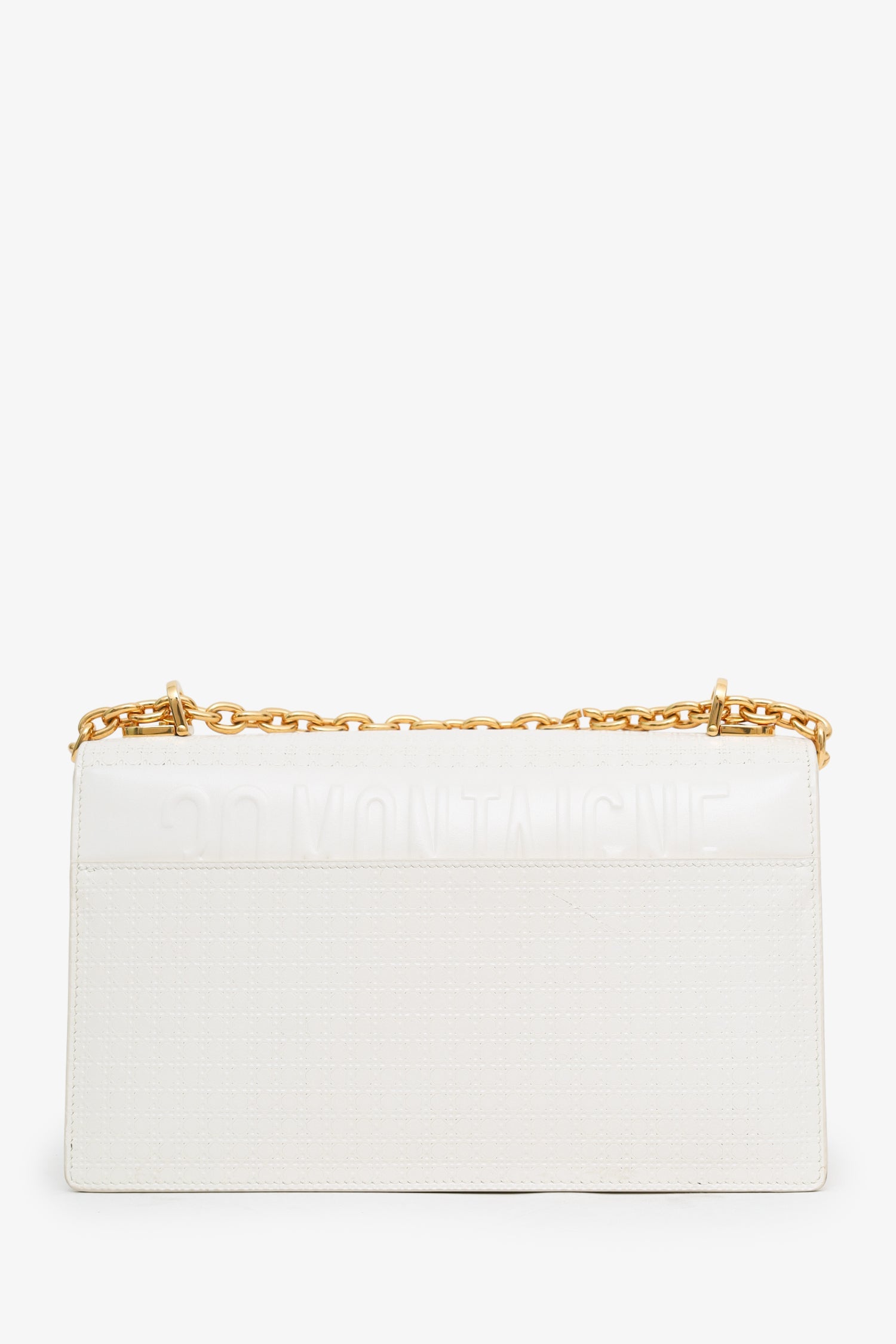 Christian Dior 2020 White Micro Cannage 30 Montaigne Chain Shoulder Bag