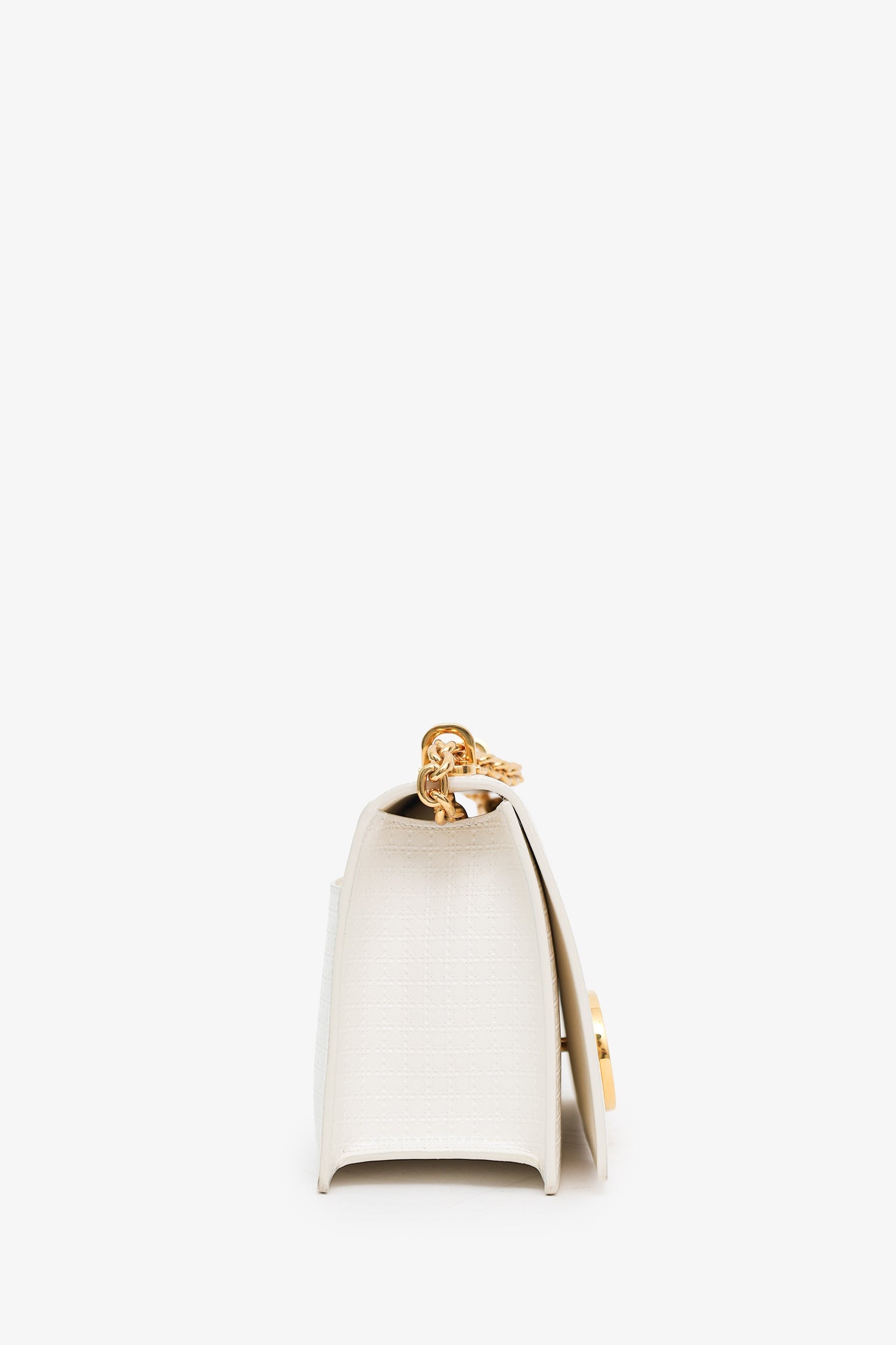 Christian Dior 2020 White Micro Cannage 30 Montaigne Chain Shoulder Bag