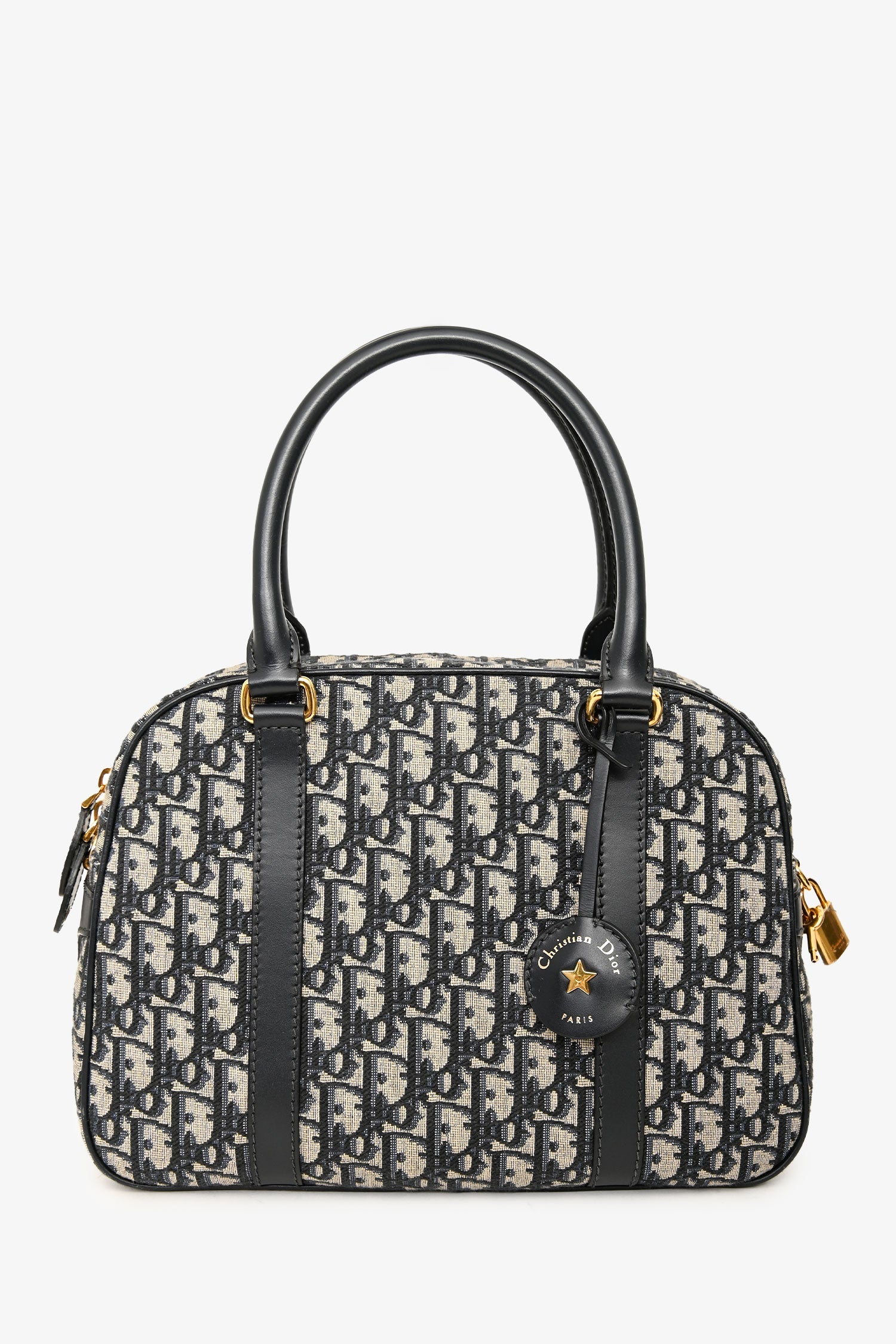 Christian Dior Navy Oblique Jacquard D-Vibe Bag With Crossbody Strap
