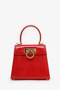 Salvatore Ferragamo Red Leather Iconic Top Handle (S) With Strap