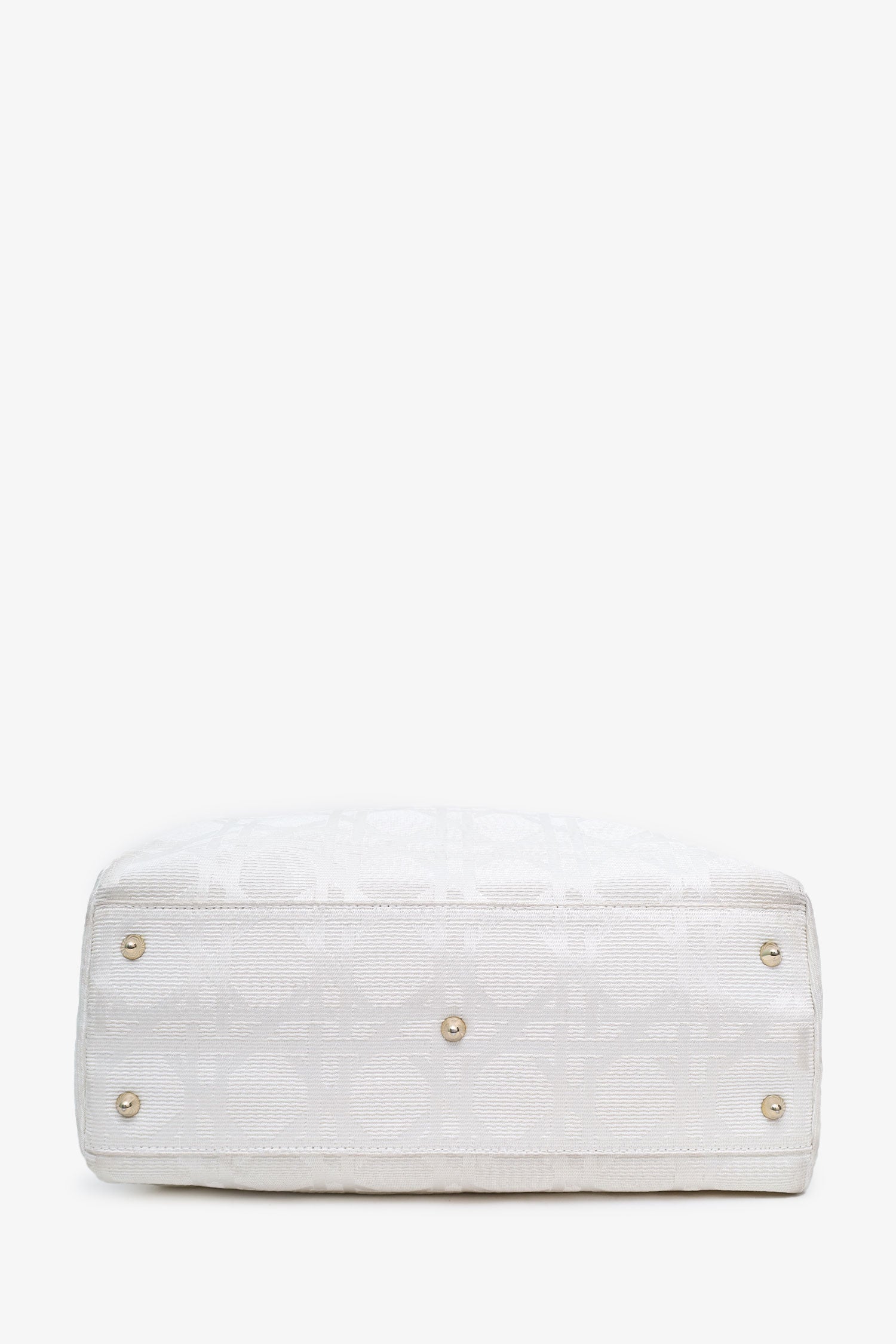 Christian Dior 2007 White Cannage Jacquard Canvas Lady Dior Tote