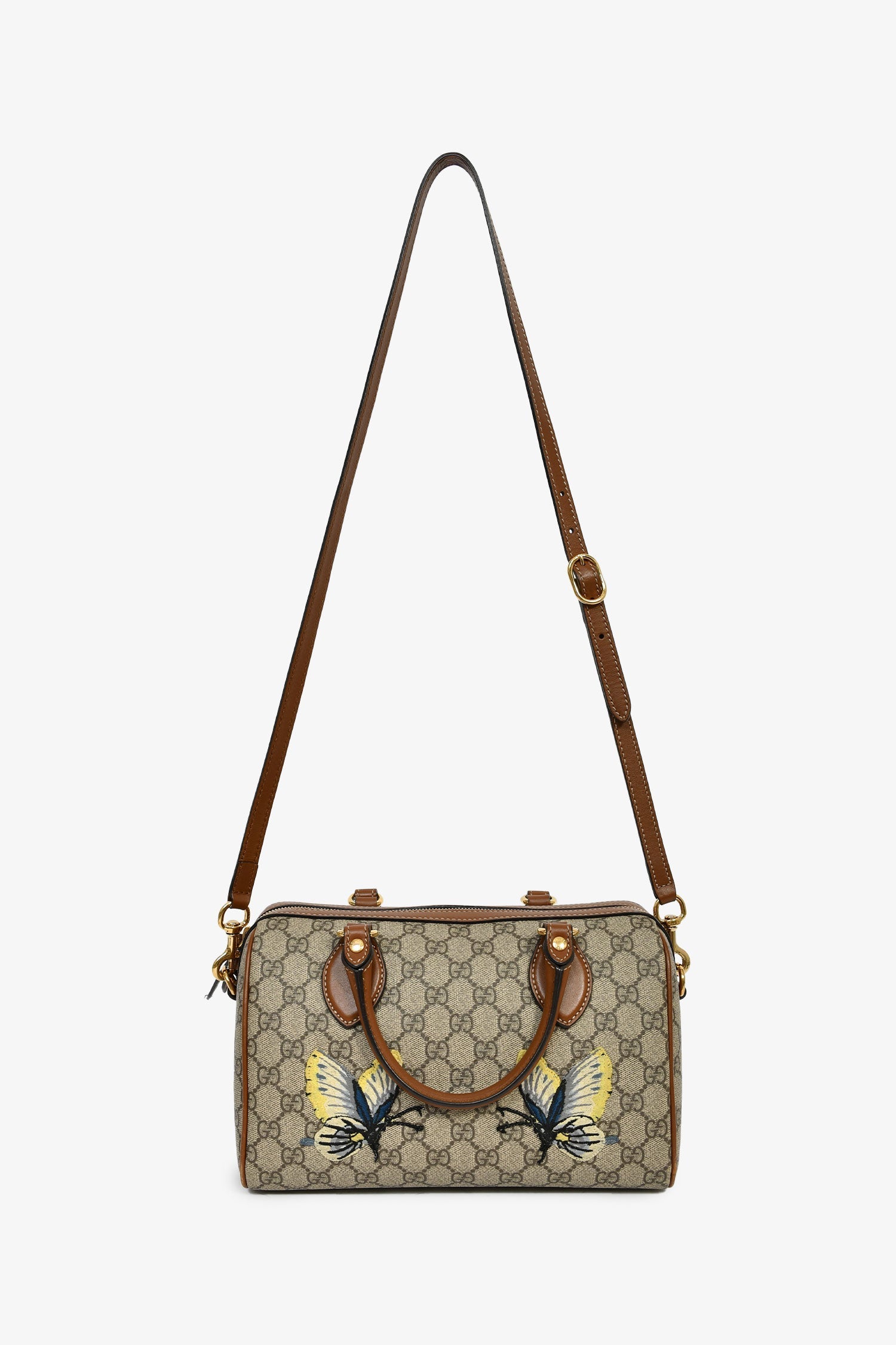 Gucci Limited Edition GG Supreme Butterfly Embroidered Boston Bag