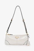 Prada White Leather 'Re-Edition 2002' Medium Shoulder Bag With Chain