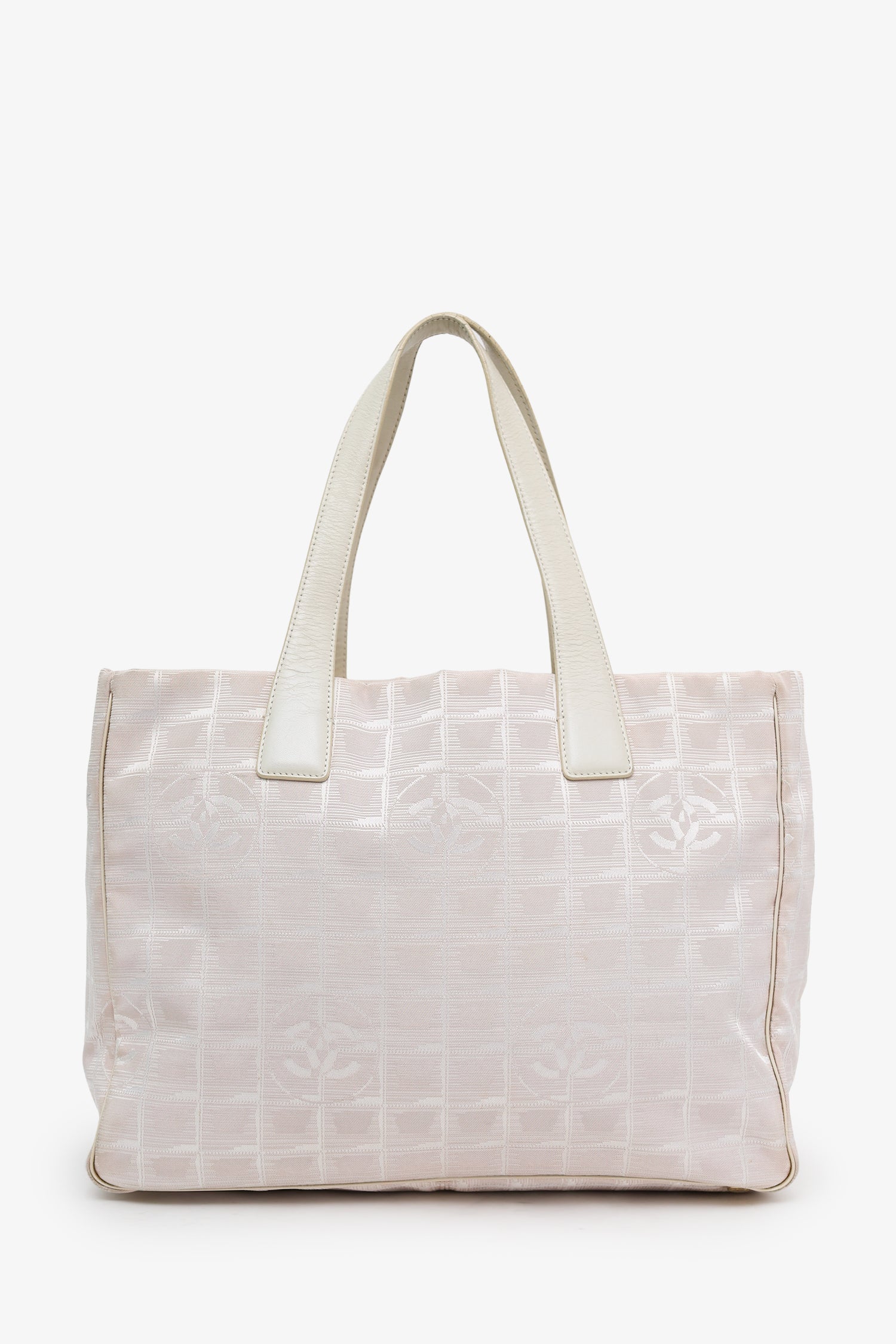 Pre-Loved Chanel™ 2002-3 Pink Canvas Travel Ligne CC Logo Tote