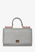 Dolce & Gabbana Grey/Pink/Green Leather Wallet on Chain Bag
