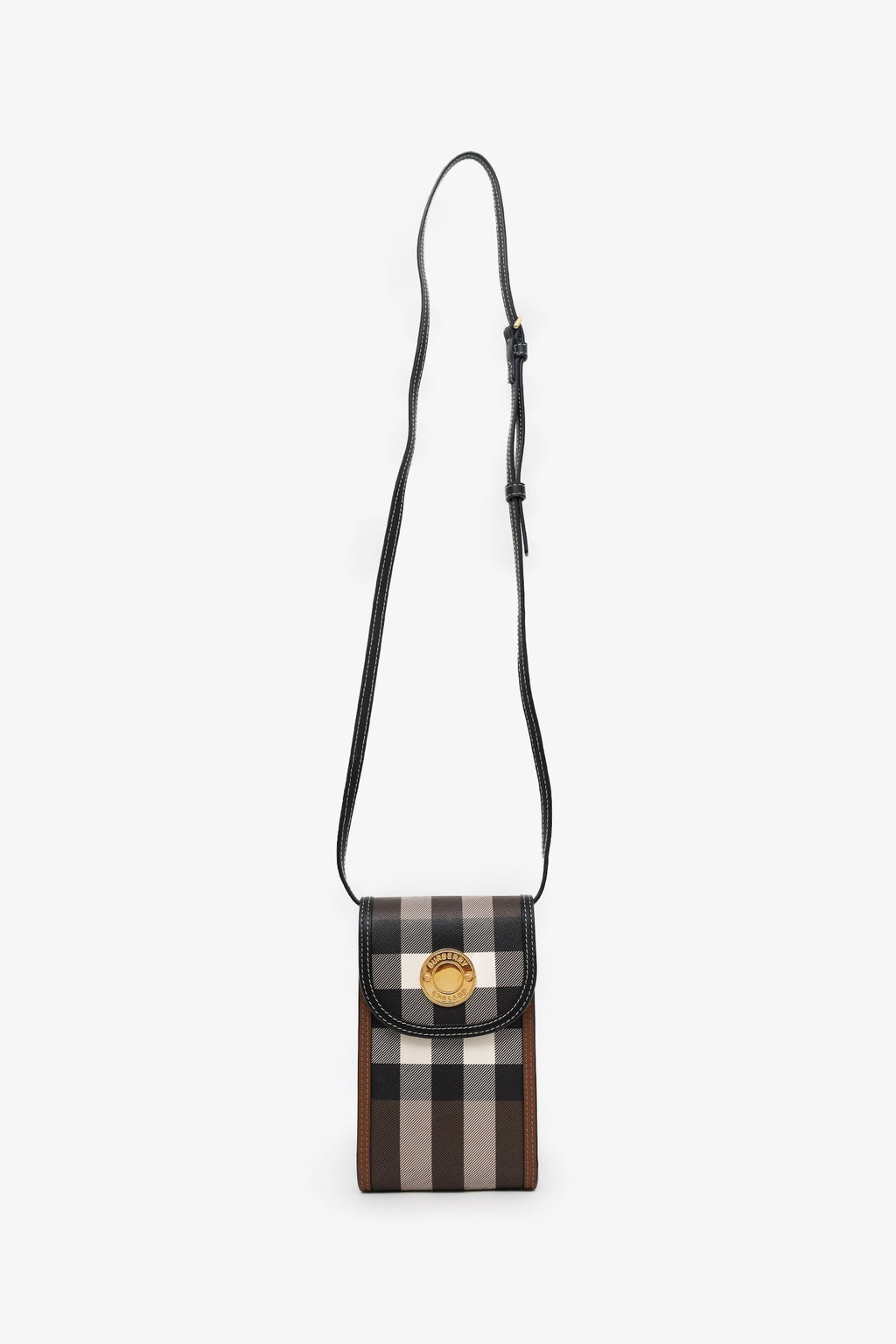 Burberry Brown Elizabeth Check Phone Pouch Shoulder Bag