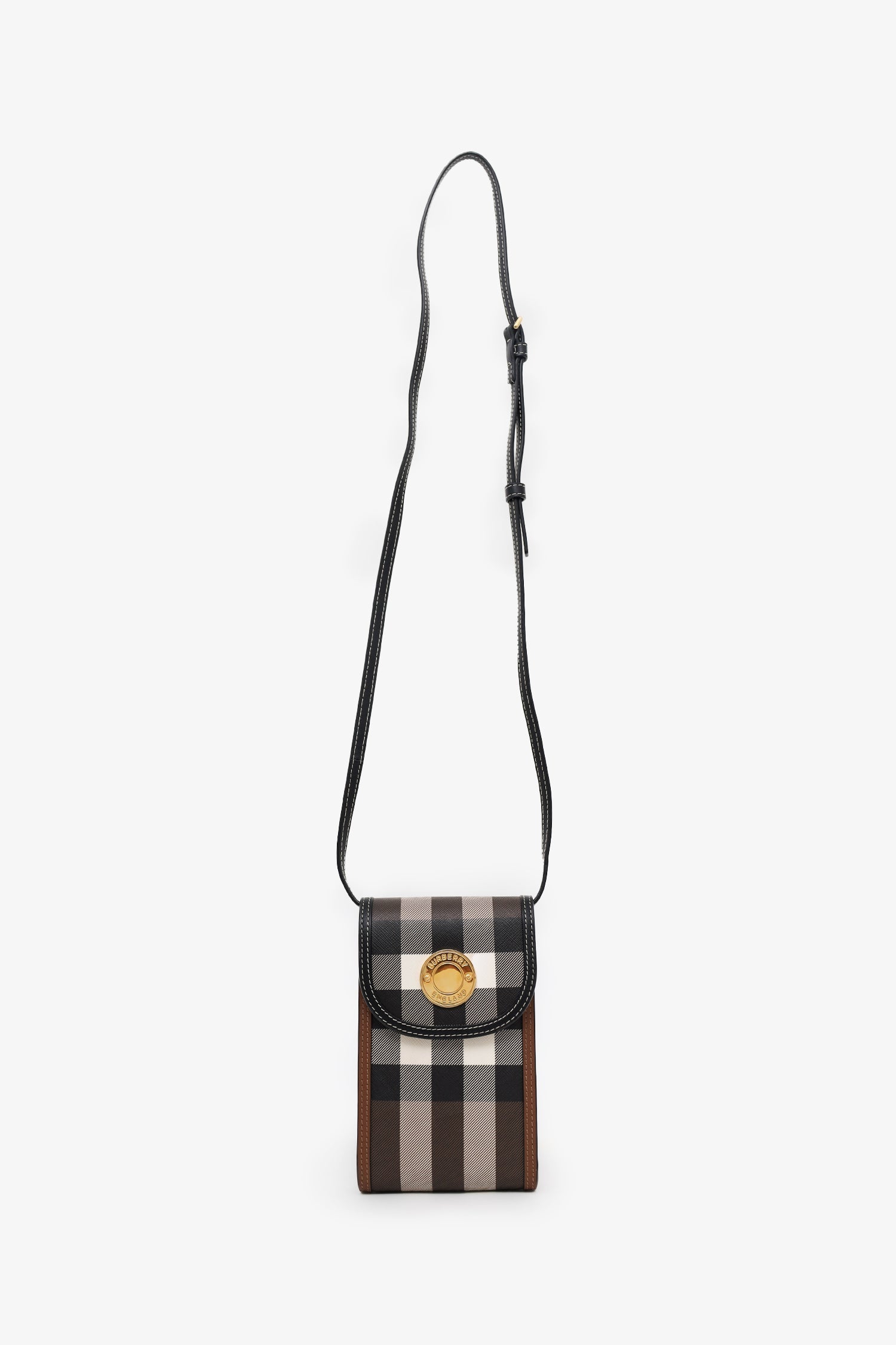 Burberry Brown Elizabeth Check Phone Pouch Shoulder Bag