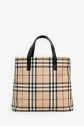 Burberry Beige Tartan Patterned Coated Leather Tote