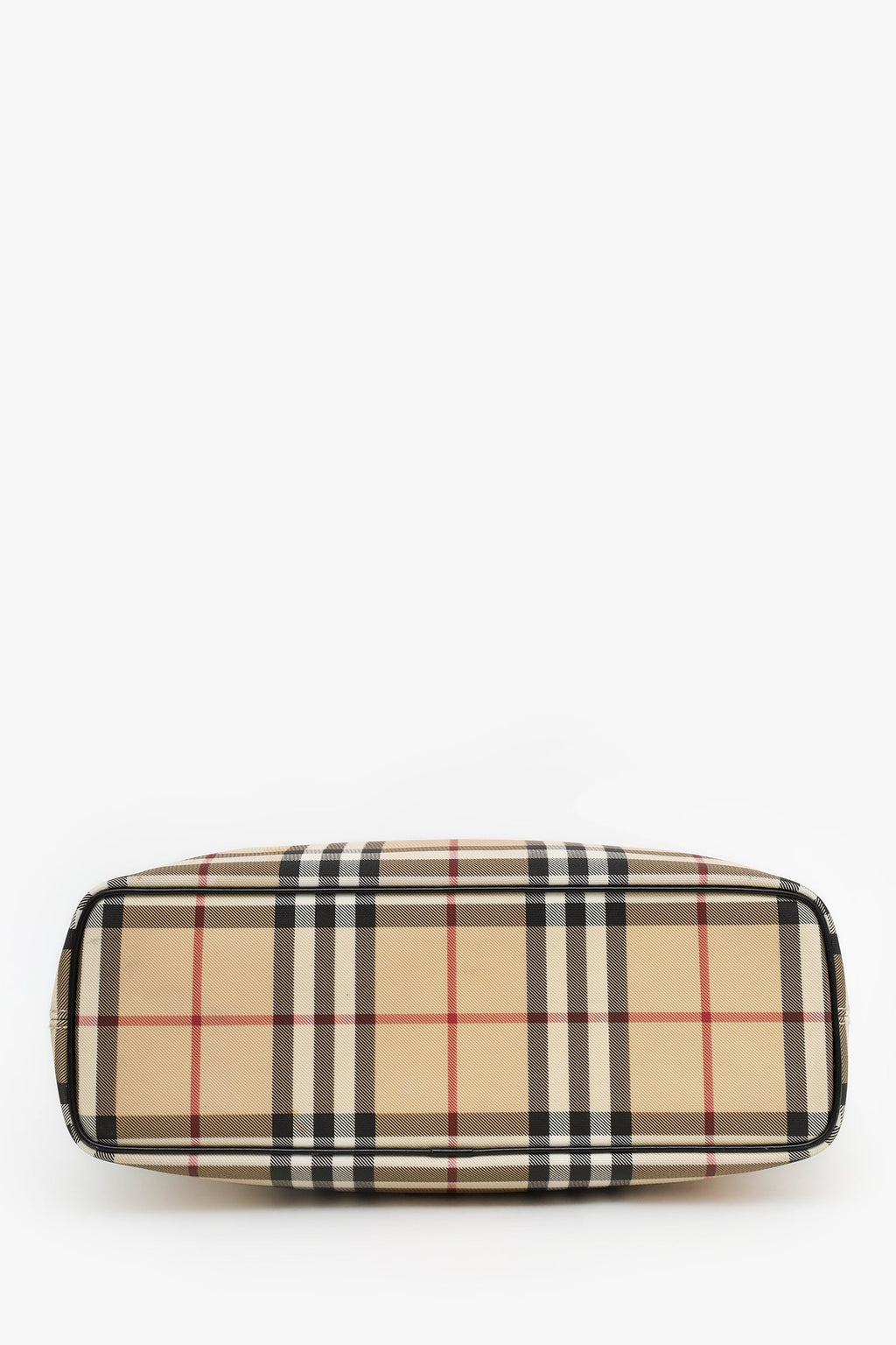 Burberry Beige Tartan Patterned Coated Leather Tote