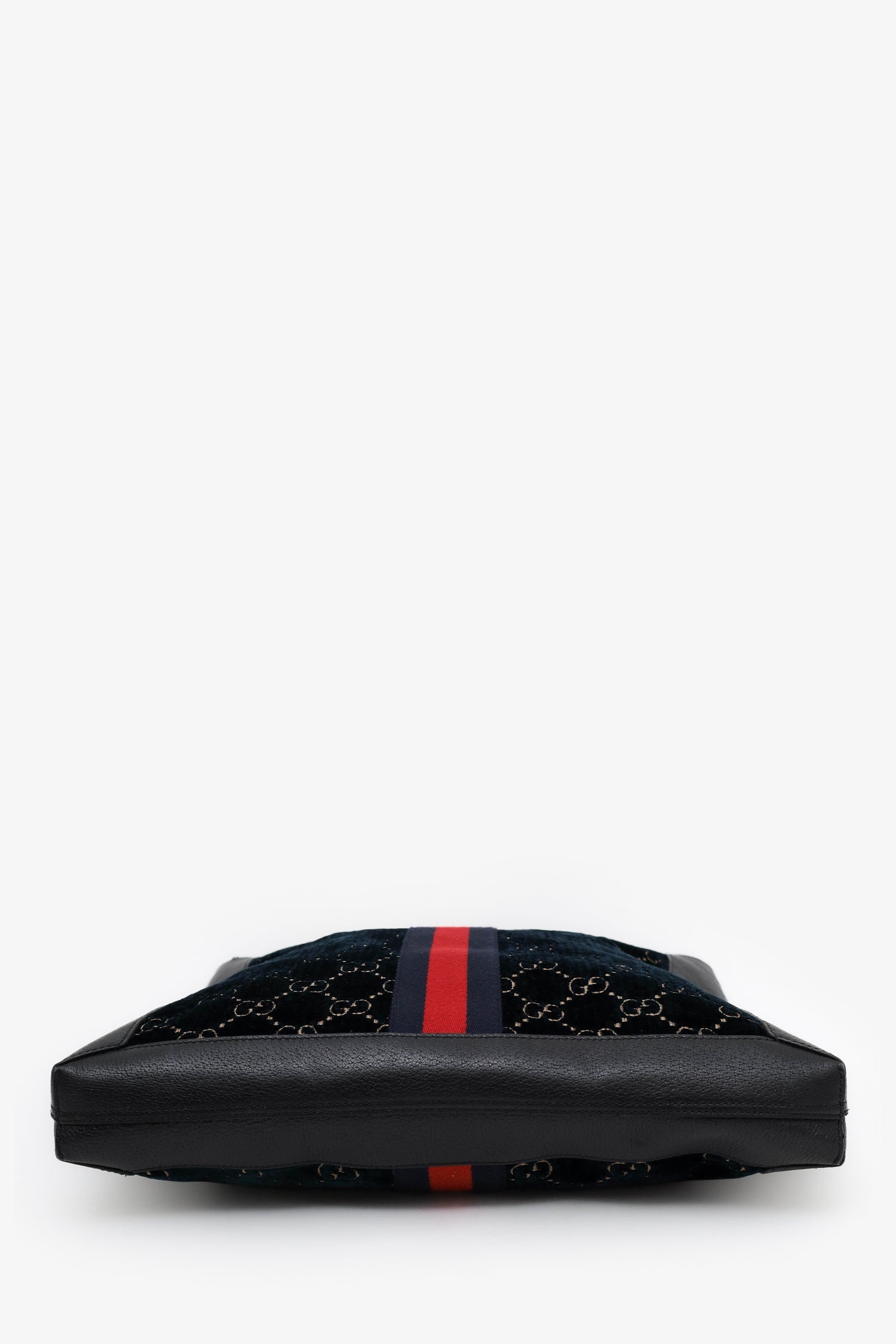Gucci Black/Dark Green Velvet/Leather Ophidia Shopper Tote