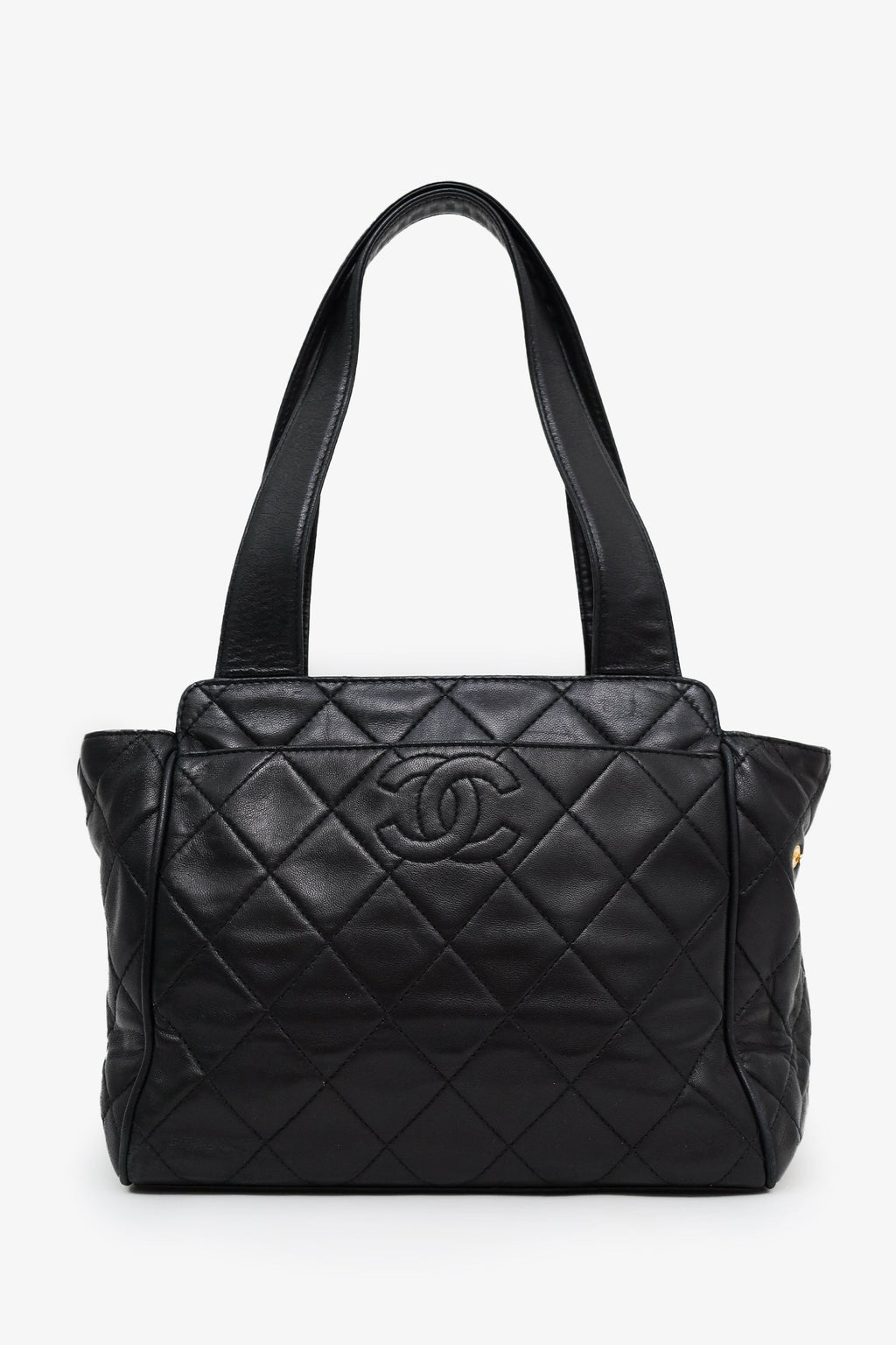 Pre-Loved Chanel™ 1996-97 Black Quilted Lambskin CC Mini Shopper Tote