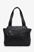 Pre-Loved Chanel™ 1996-97 Black Quilted Lambskin CC Mini Shopper Tote