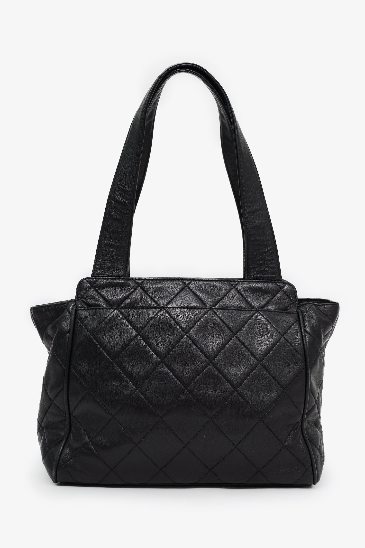 Pre-Loved Chanel™ 1996-97 Black Quilted Lambskin CC Mini Shopper Tote